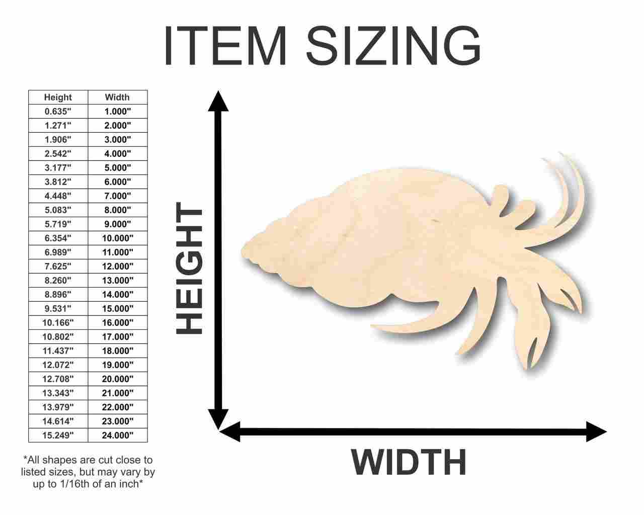 Unfinished Wood Hermit Crab Shape - Ocean - Beach - Nursery - Craft - up to 46" DIY - Image 2