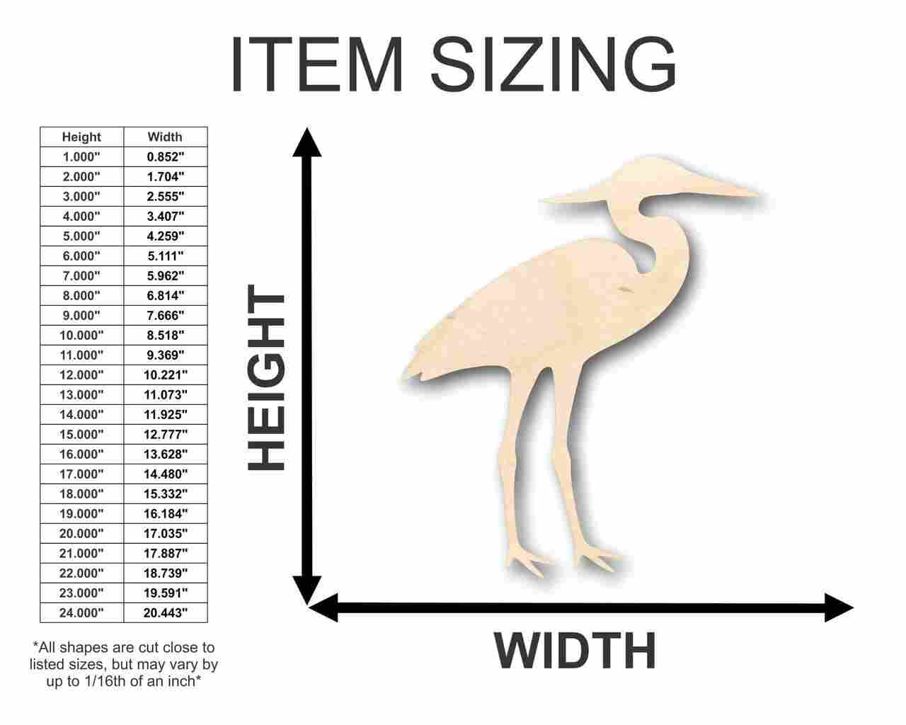 Unfinished Wood Heron Shape - Bird - Wildlife - Craft - up to 46" DIY - Image 2