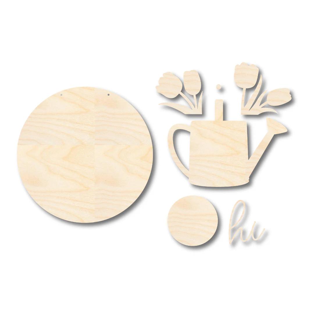 Unfinished Wood Hi Spring Door Sign Kit | Wood Craft Cutouts | 1/4" Thick | - Image 3