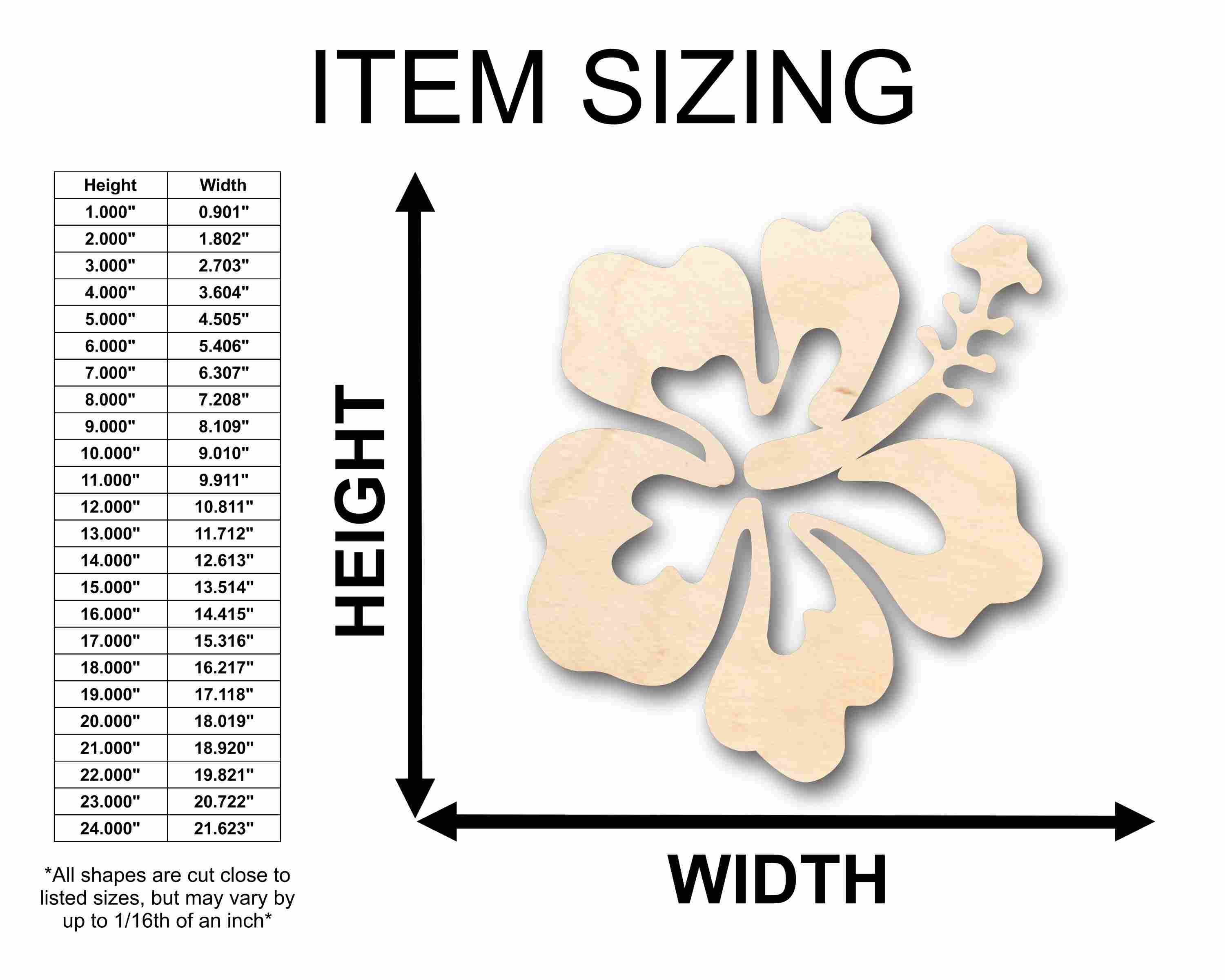 Unfinished Wood Hibiscus Flower Silhouette - Craft- up to 46" DIY - Image 2