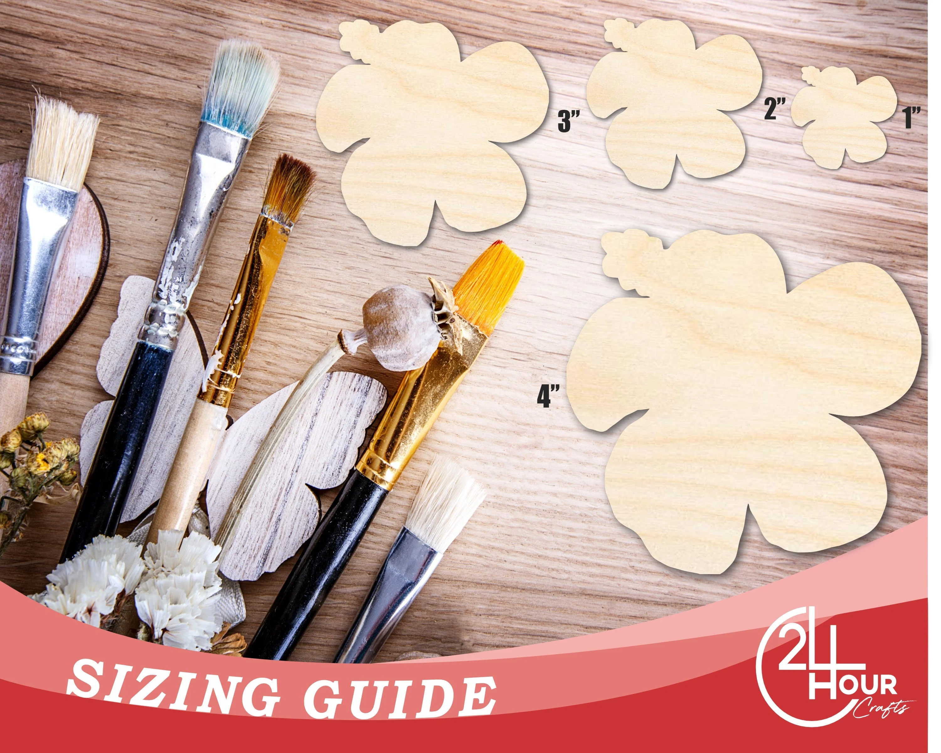 Unfinished Wood Hibiscus Flower Silhouette | DIY Craft Cutout | up to 46" DIY - Image 3