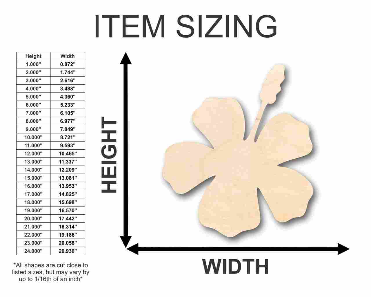 Unfinished Wood Hibiscus Shape - Spring - Flower - Craft - up to 46" DIY - Image 2