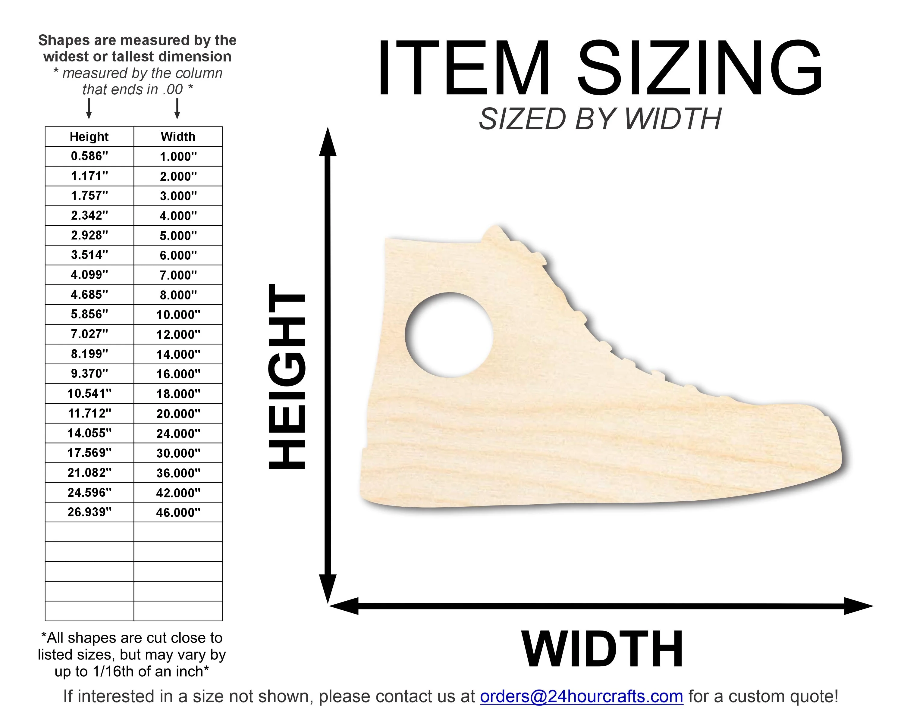 Unfinished Wood High Top Shoe Shape | DIY Craft Cutout | up to 46" DIY - Image 2
