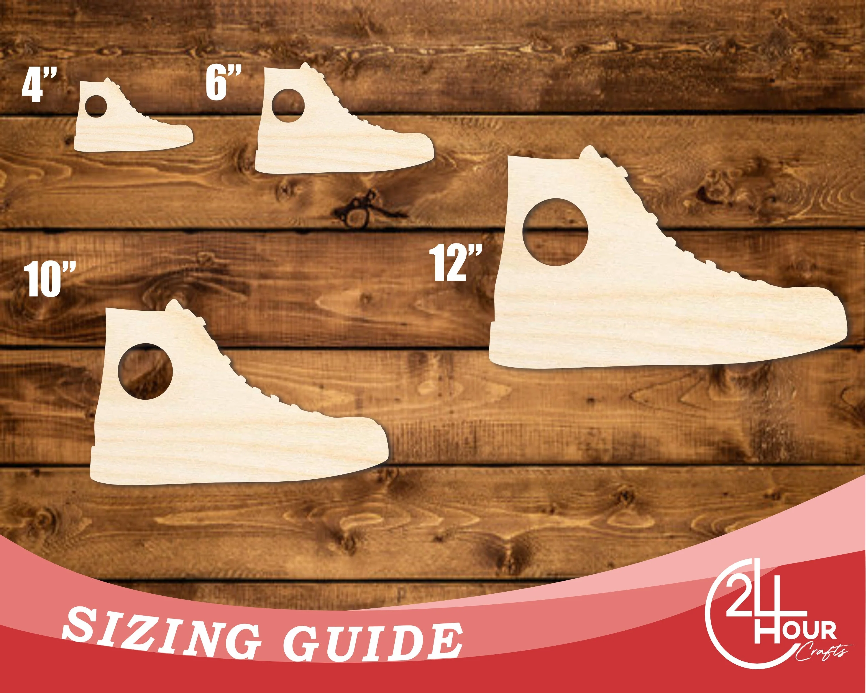 Unfinished Wood High Top Shoe Shape | DIY Craft Cutout | up to 46" DIY - Image 3