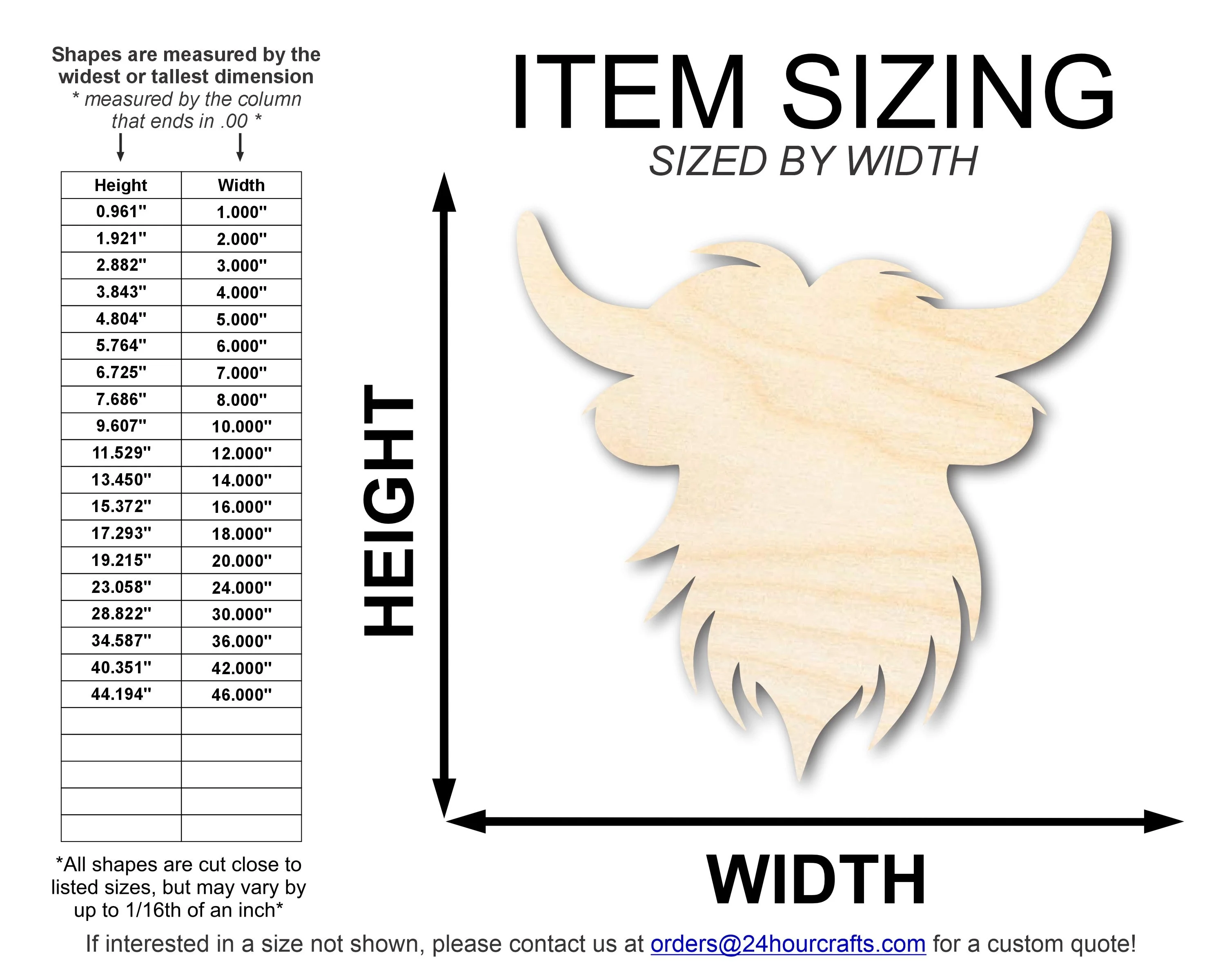 Unfinished Wood Highland Cow Head Shape | DIY Craft Cutout | up to 46" DIY - Image 2