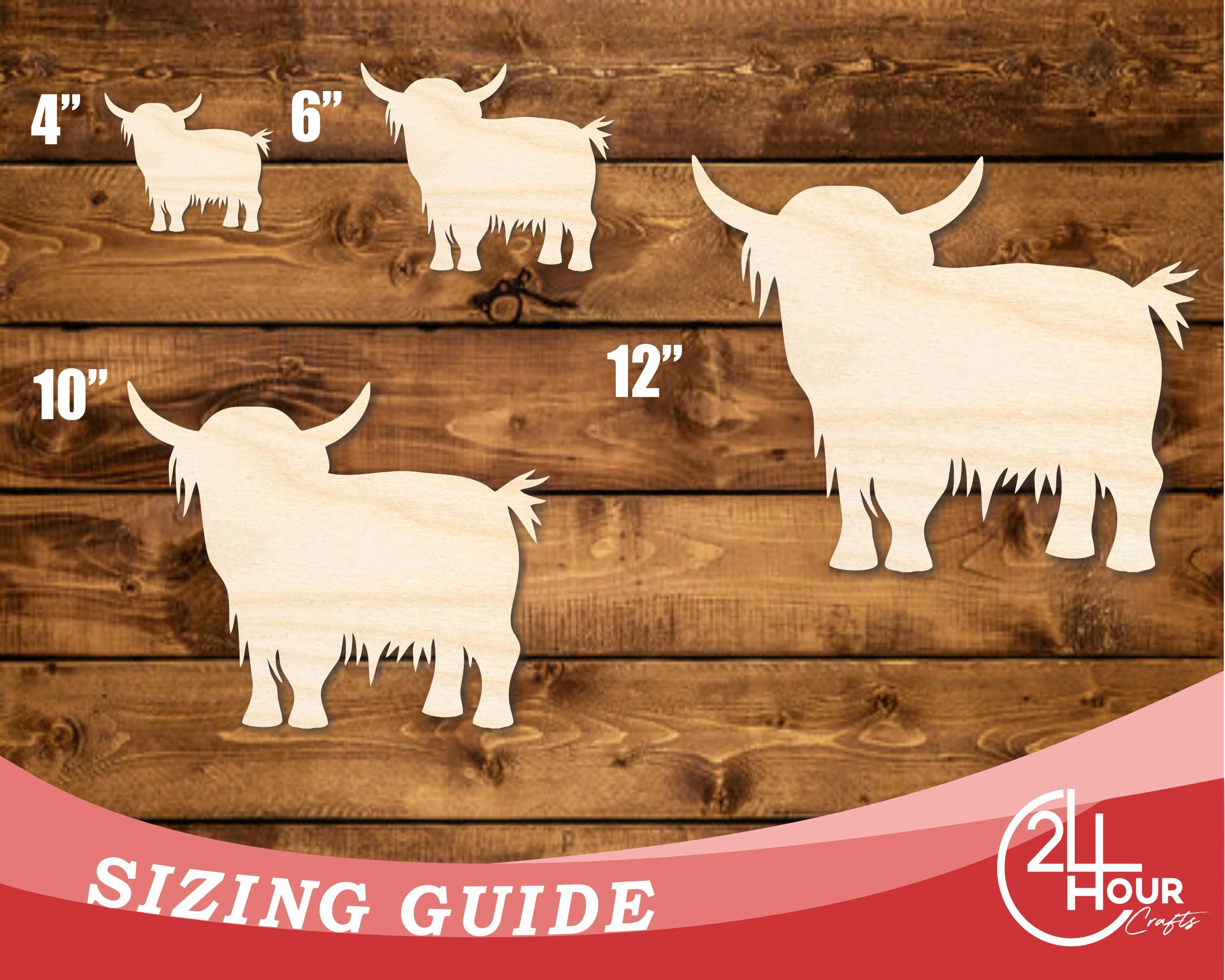 Unfinished Wood Highland Cow Shape | DIY Craft Cutout | up to 46" DIY - Image 3