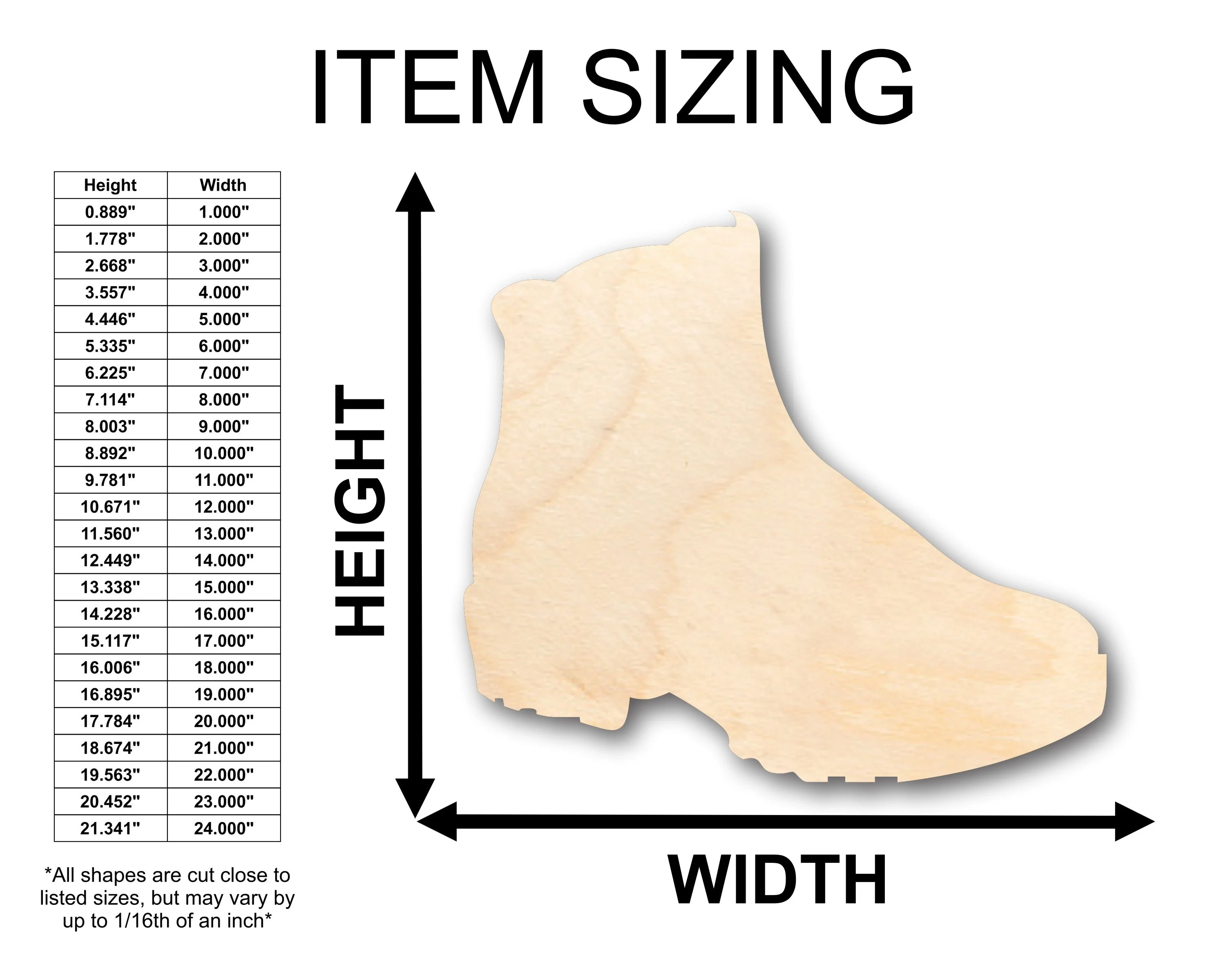 Unfinished Wood Hiking Boots Shape - Craft - up to 46" DIY - Image 2