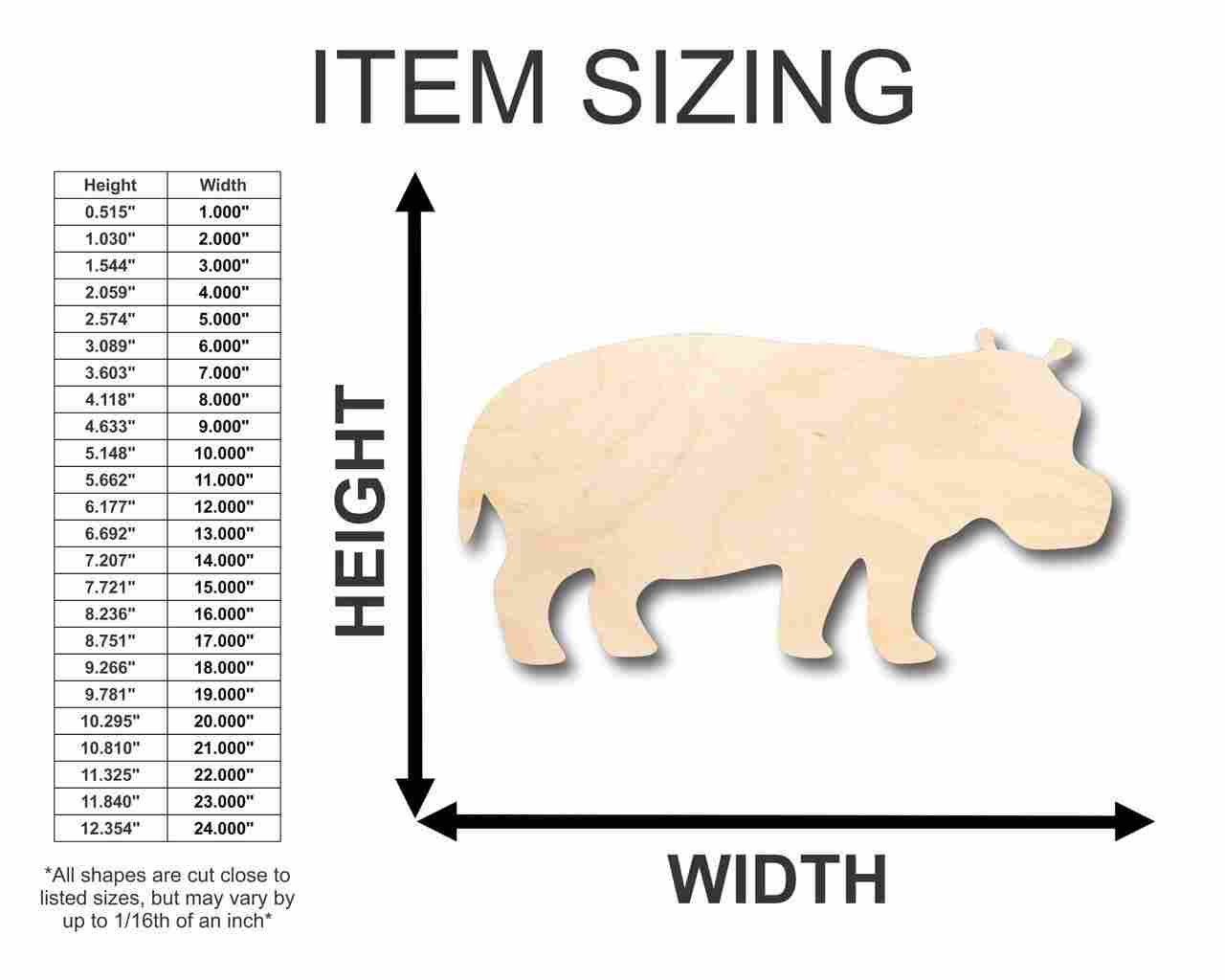 Unfinished Wood Hippo Shape - Animal - Wildlife - Craft - up to 46" DIY - Image 2