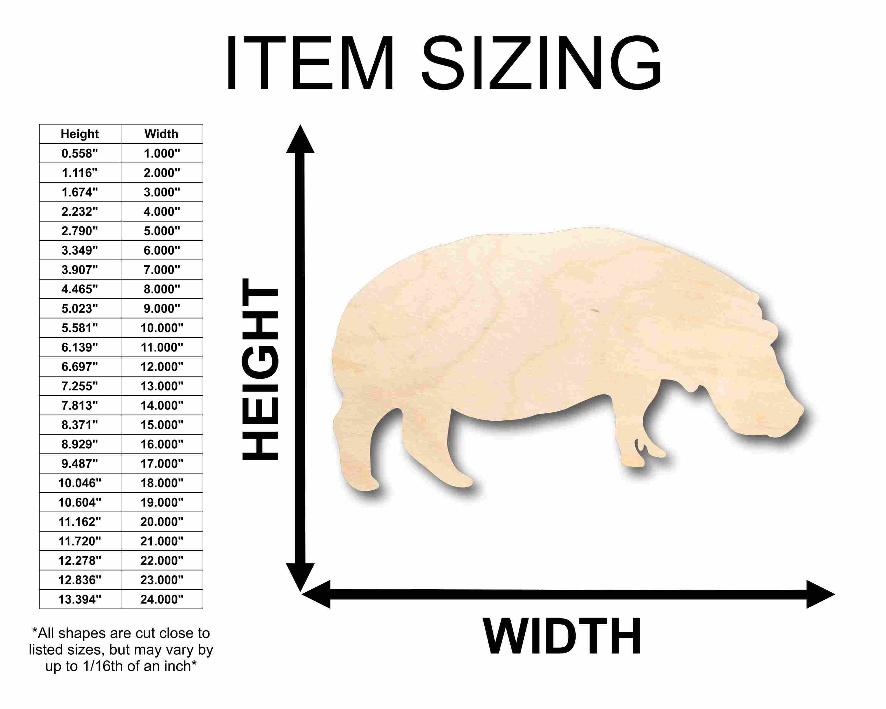 Unfinished Wood Hippopotamus Hippo Silhouette - Craft- up to 46" DIY - Image 2