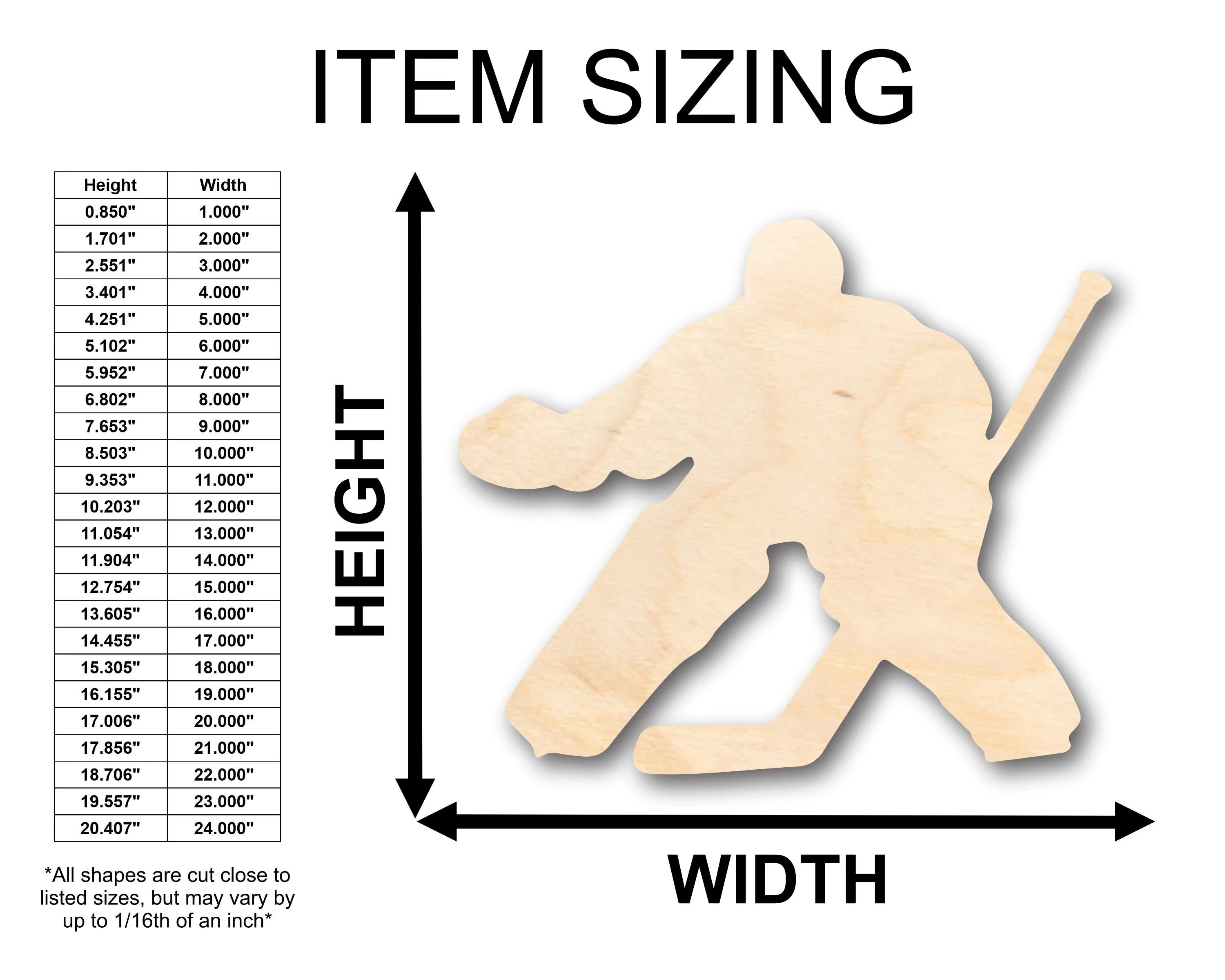 Unfinished Wood Hockey Goalie Shape - Craft - up to 46" DIY - Image 2