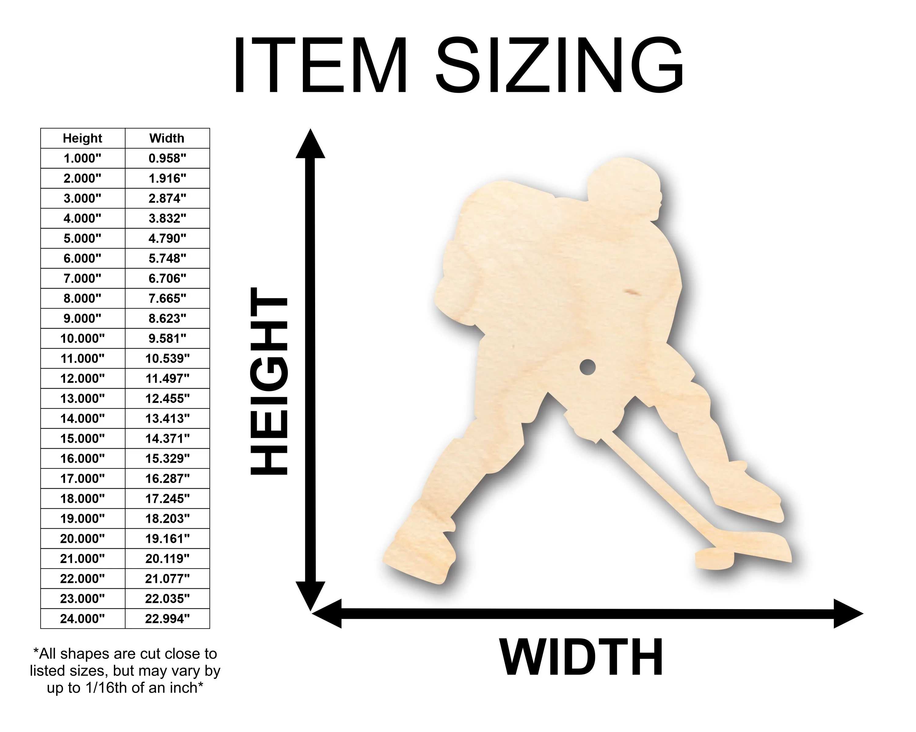 Unfinished Wood Hockey Player Shape - Craft - up to 46" DIY - Image 2