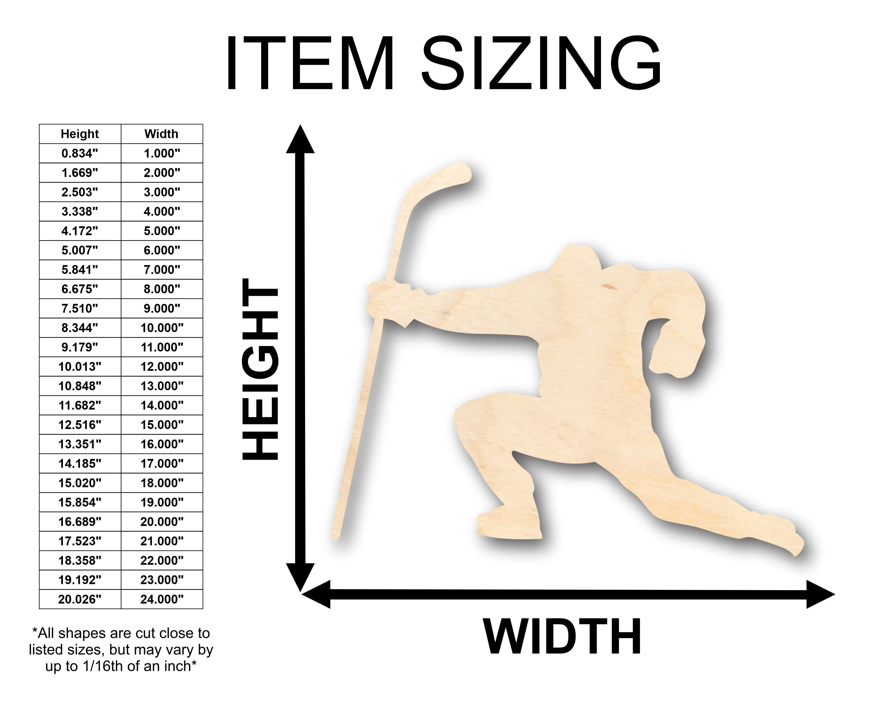 Unfinished Wood Hockey Player Shape - Craft - up to 46" DIY - Image 2