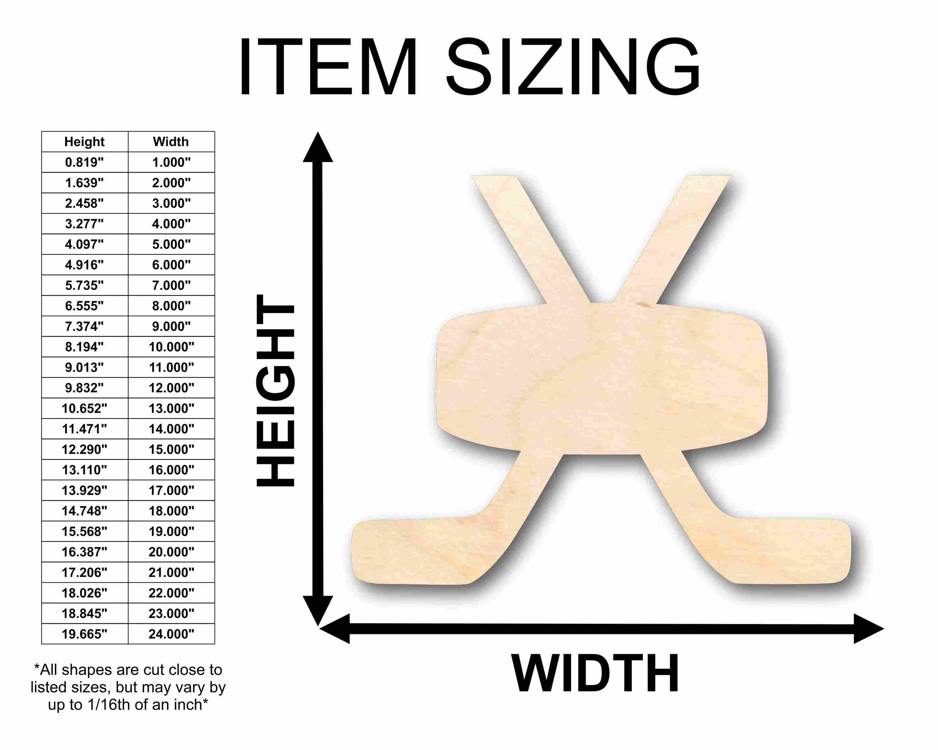 Unfinished Wood Hockey Sticks Pair with Puck Silhouette - Craft- up to 46" DIY - Image 2