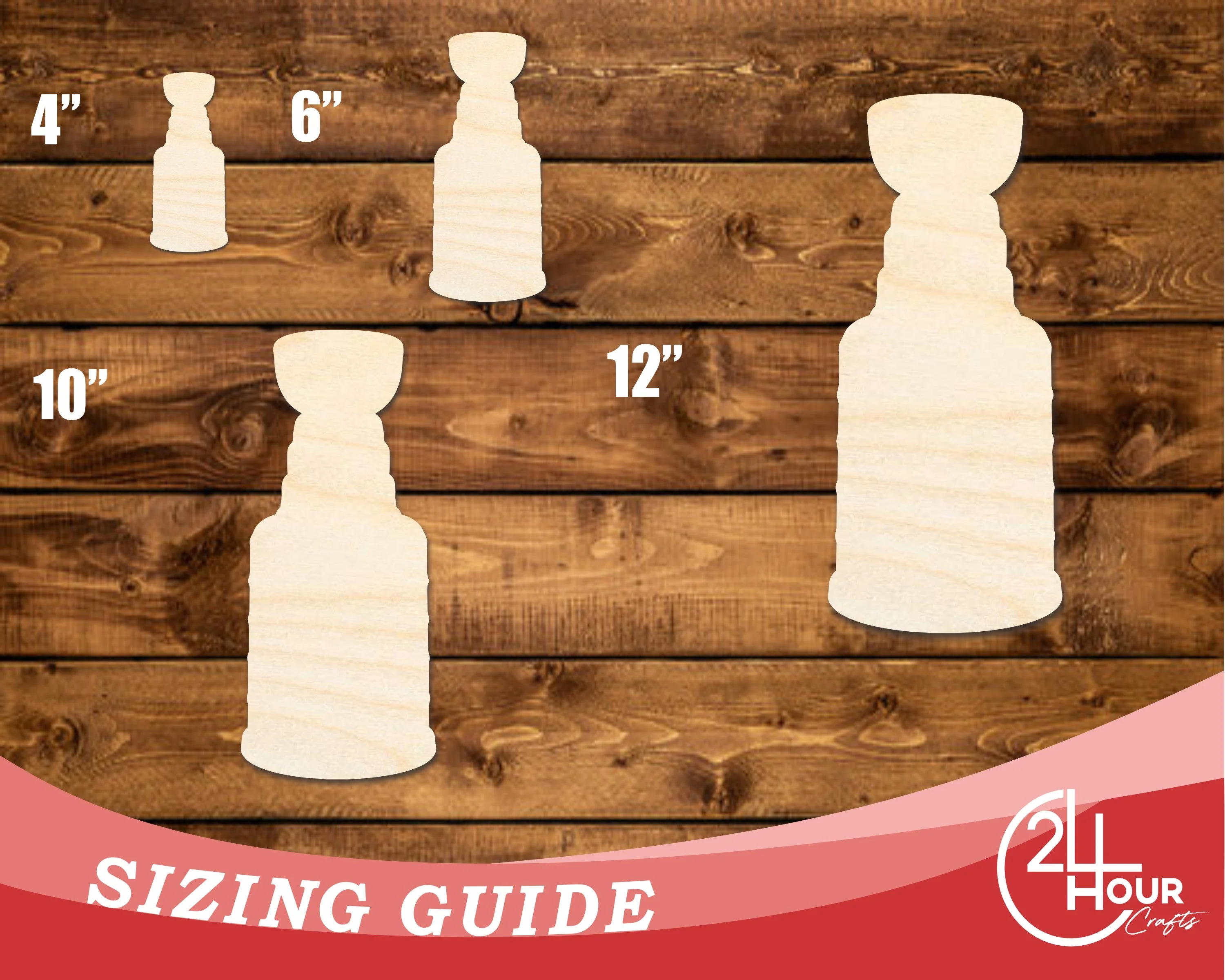 Unfinished Wood Hockey Trophy Shape | DIY Craft Cutout | up to 46" DIY - Image 3