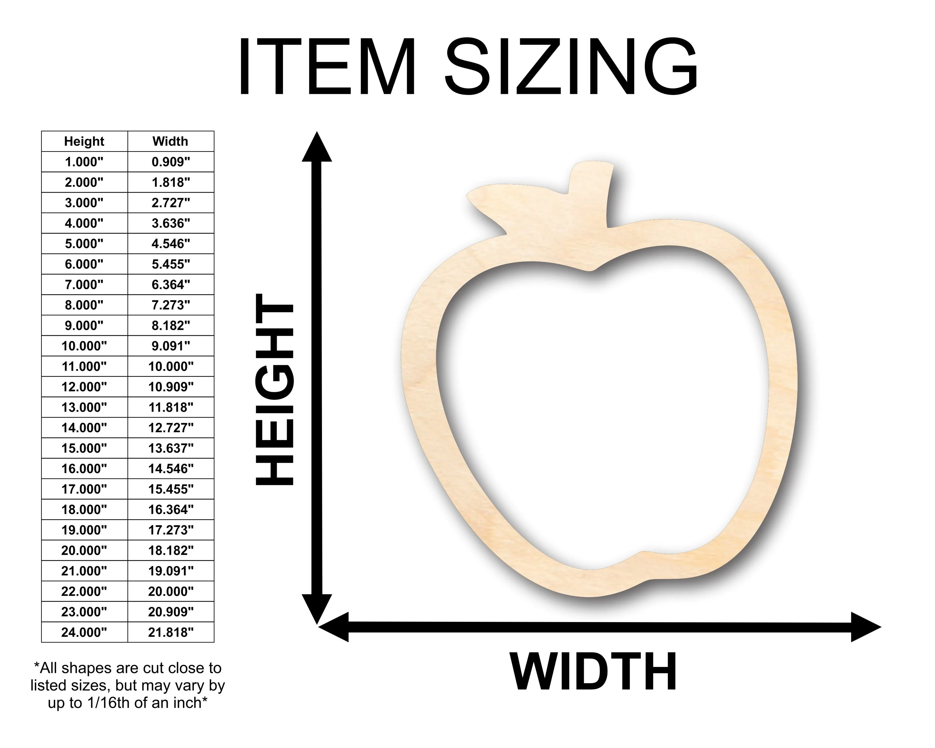Unfinished Wood Hollow Apple Outline Shape - Craft - up to 46" DIY - Image 2