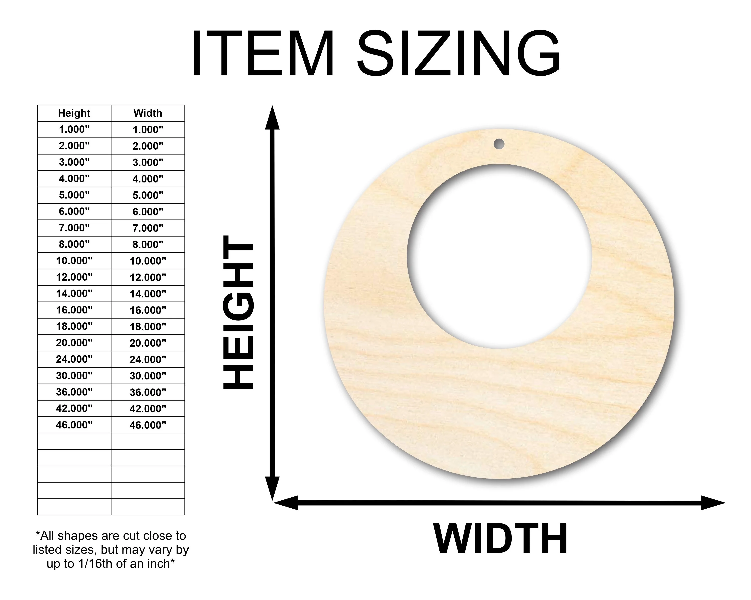 Unfinished Wood Hollow Circle Earring Blank Pair - DIY Jewelry Craft - Available in 1" to 3" - Image 2