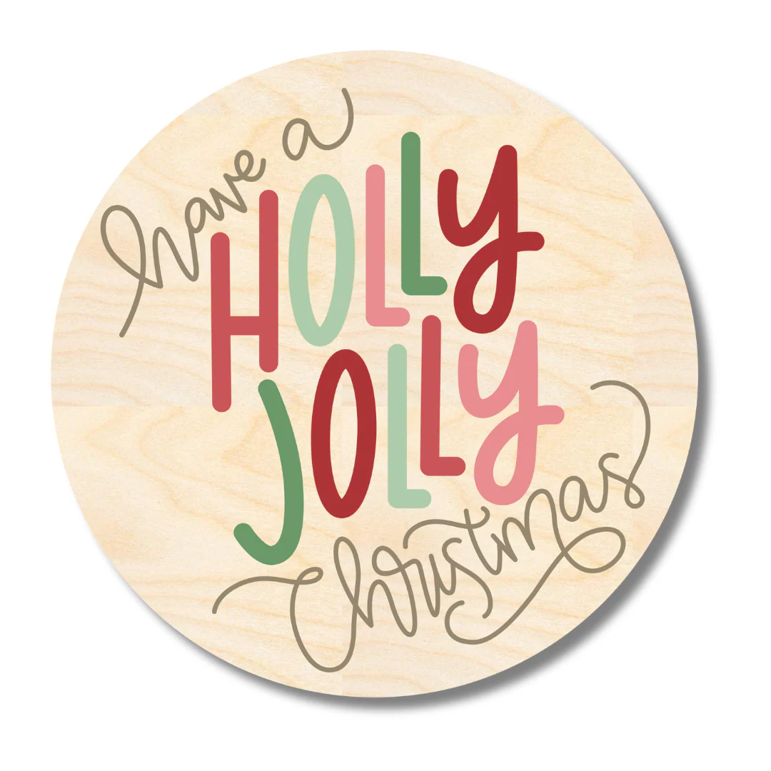 Unfinished Wood Holly Jolly Christmas Door Sign Kit | Wood Craft Cutouts | 1/4" Thick | - Image 2