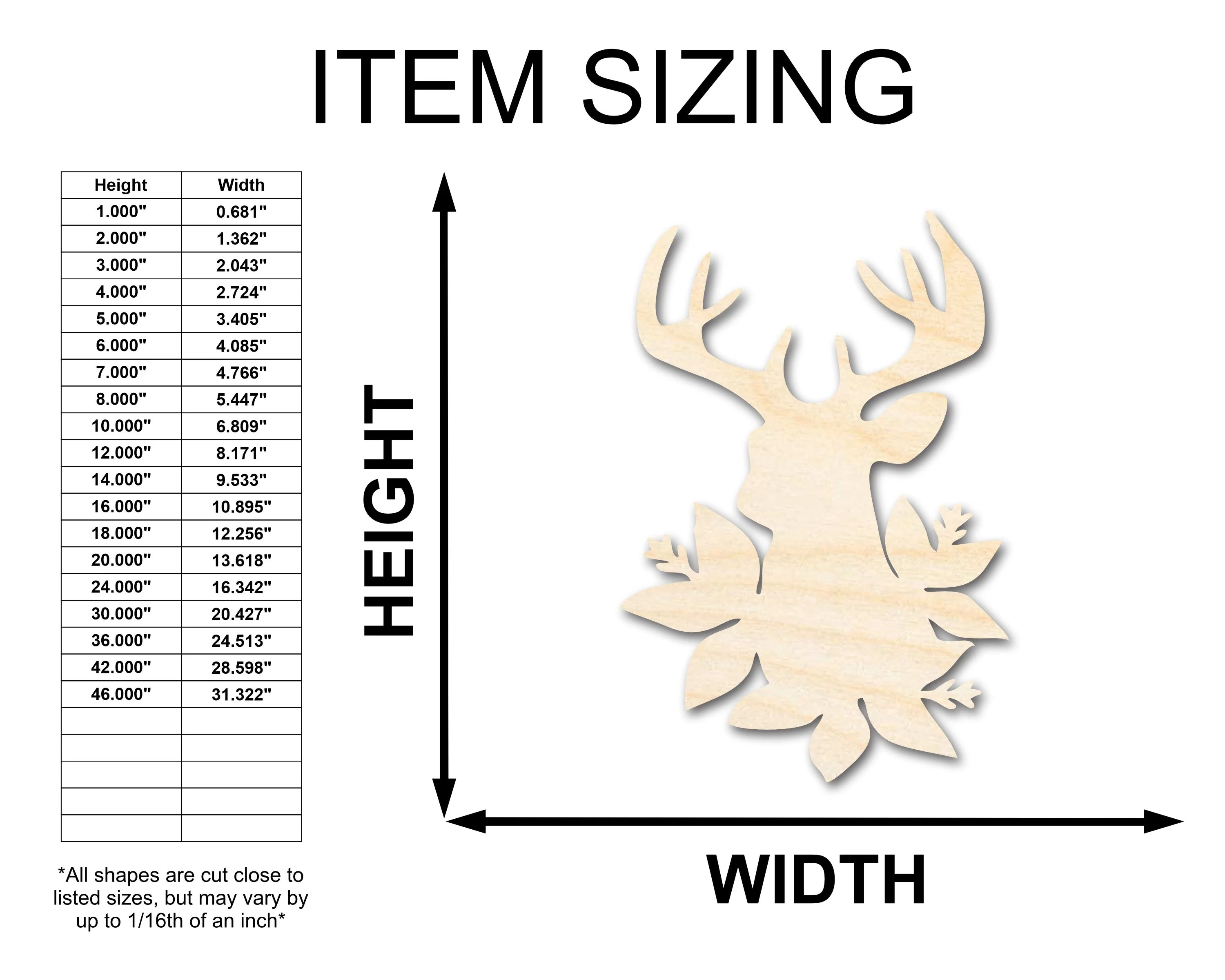 Unfinished Wood Holly Reindeer Head Shape - Craft - up to 46" DIY - Image 2