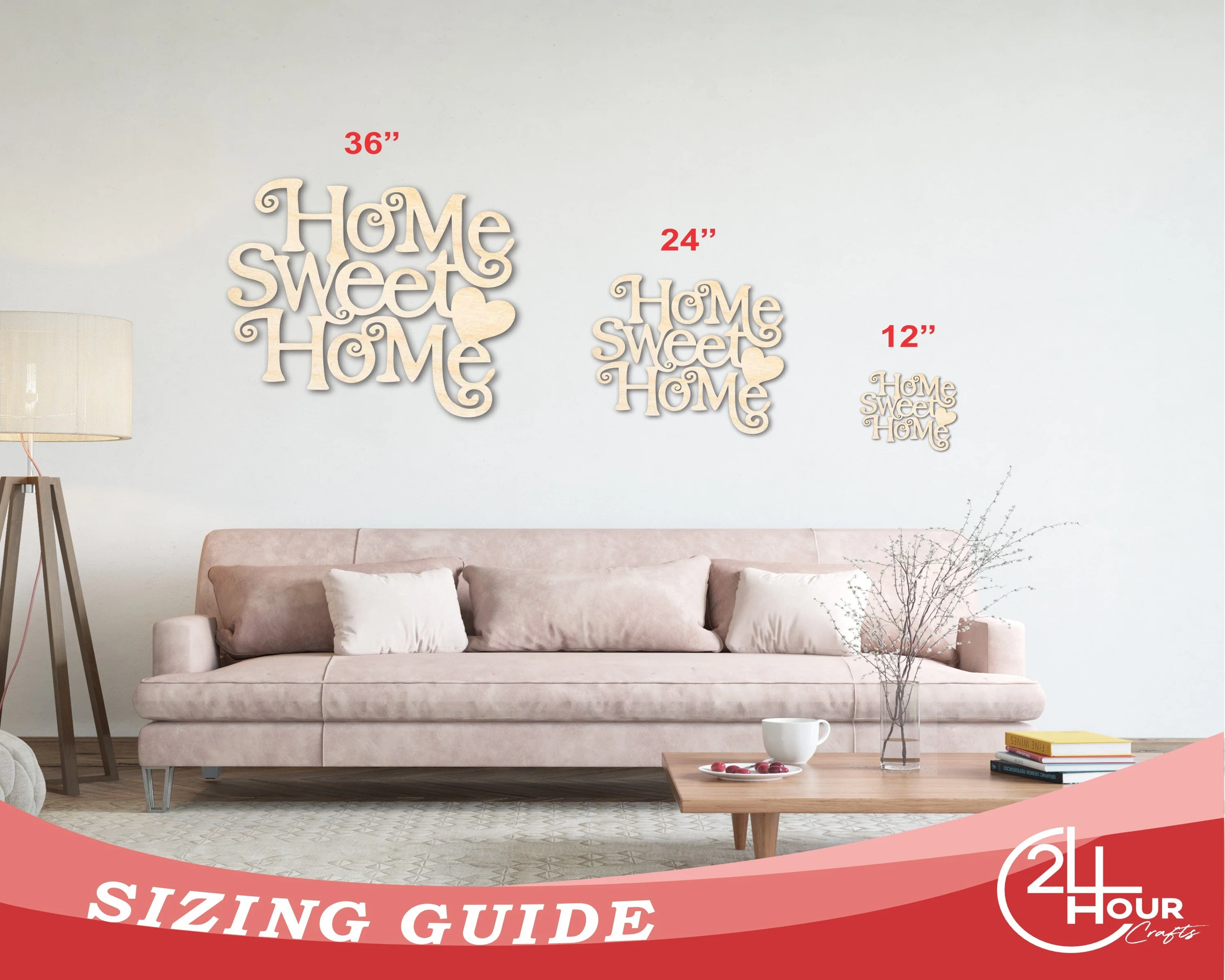 Unfinished Wood Home Sweet Home Shape - Word Craft - up to 46" - Image 3