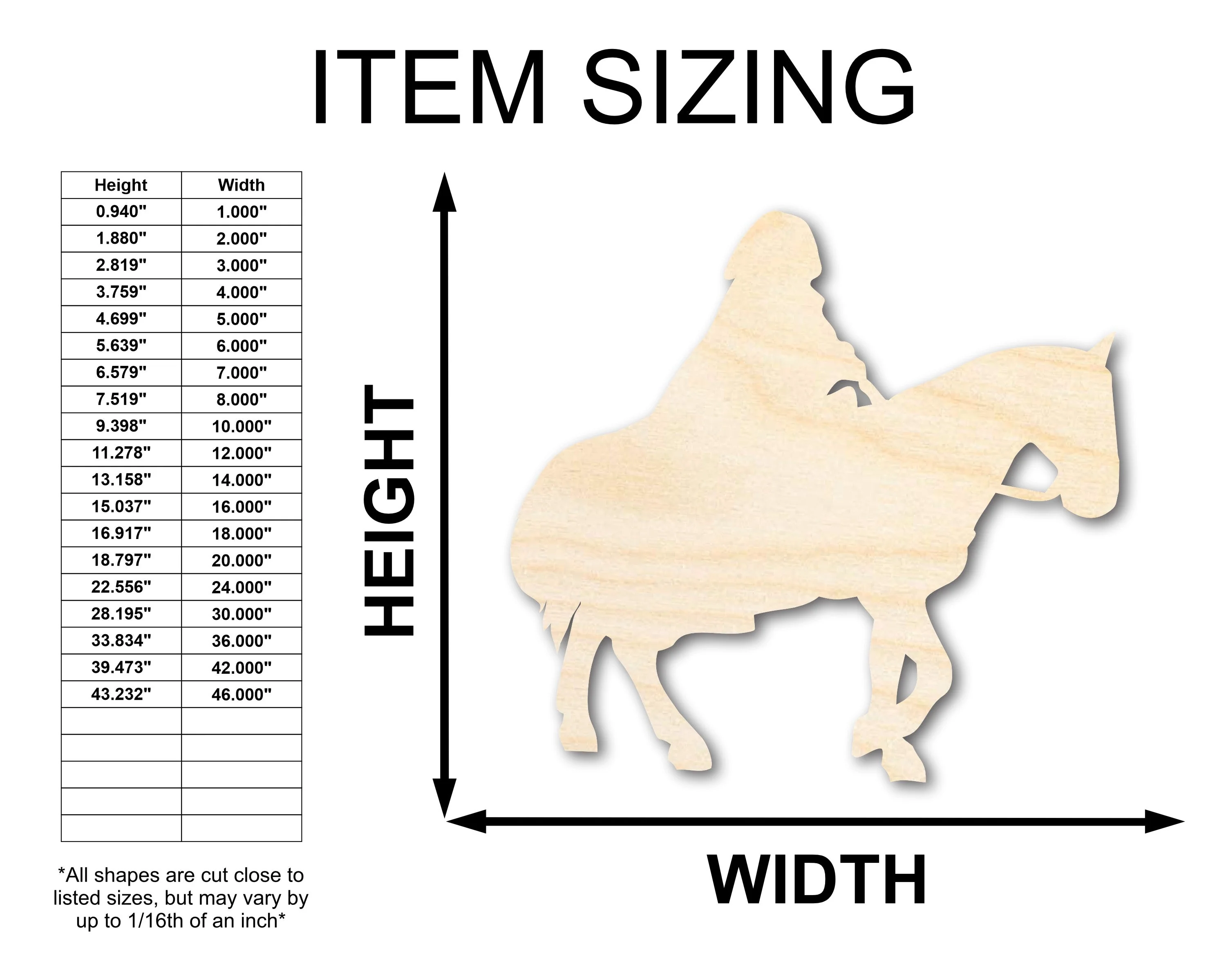Unfinished Wood Hooded Horse and Rider Shape - Craft - up to 46" - Image 2