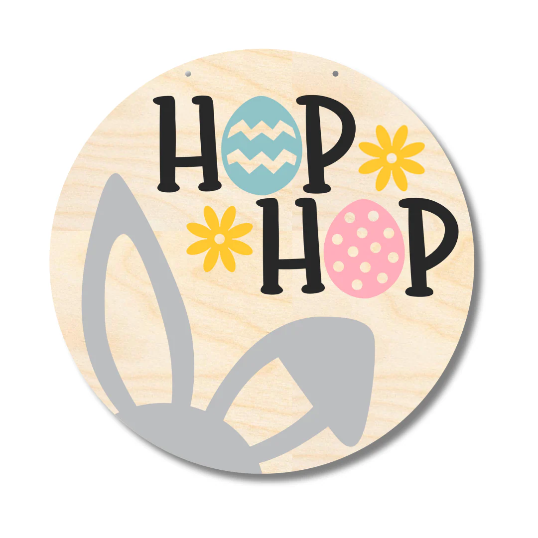 Unfinished Wood Hop Hop Easter Door Sign Kit | Wood Craft Cutouts | 1/4" Thick | - Image 2