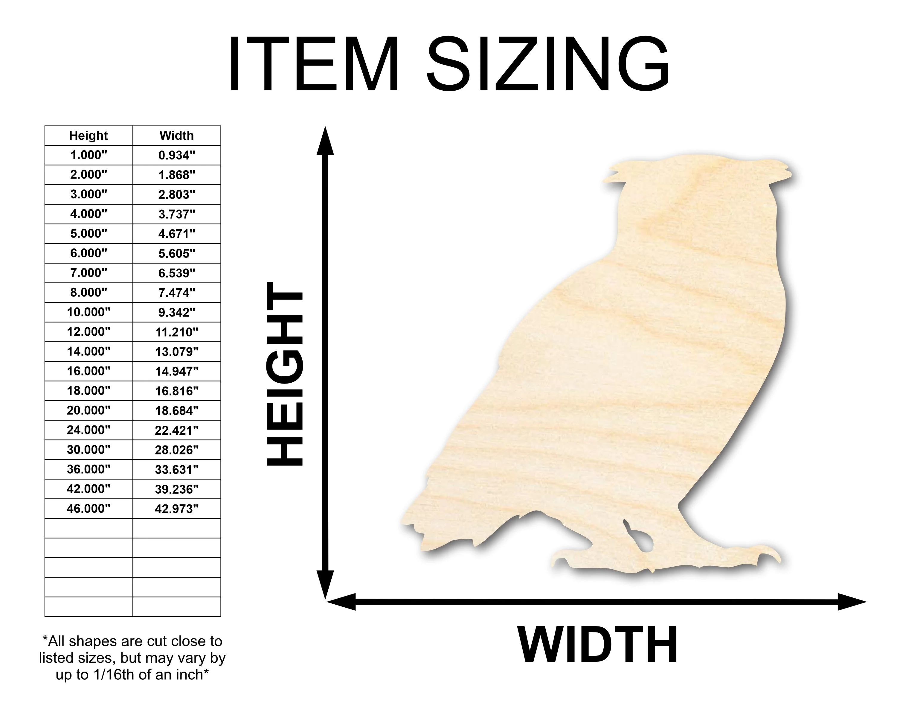 Unfinished Wood Horned Owl Shape - Craft - up to 46" DIY - Image 2