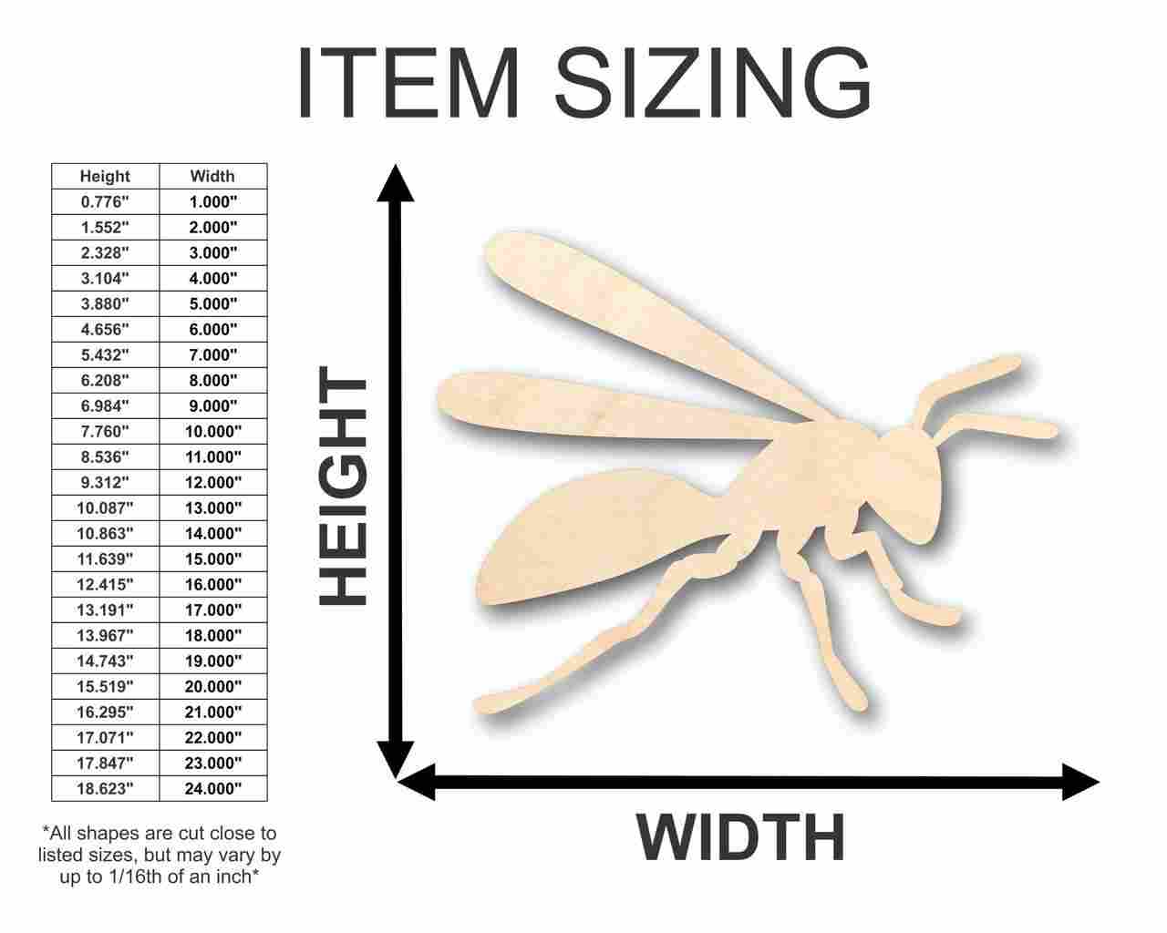 Unfinished Wood Hornet Shape - Insect - Animal - Wildlife - Craft - up to 46" DIY - Image 2