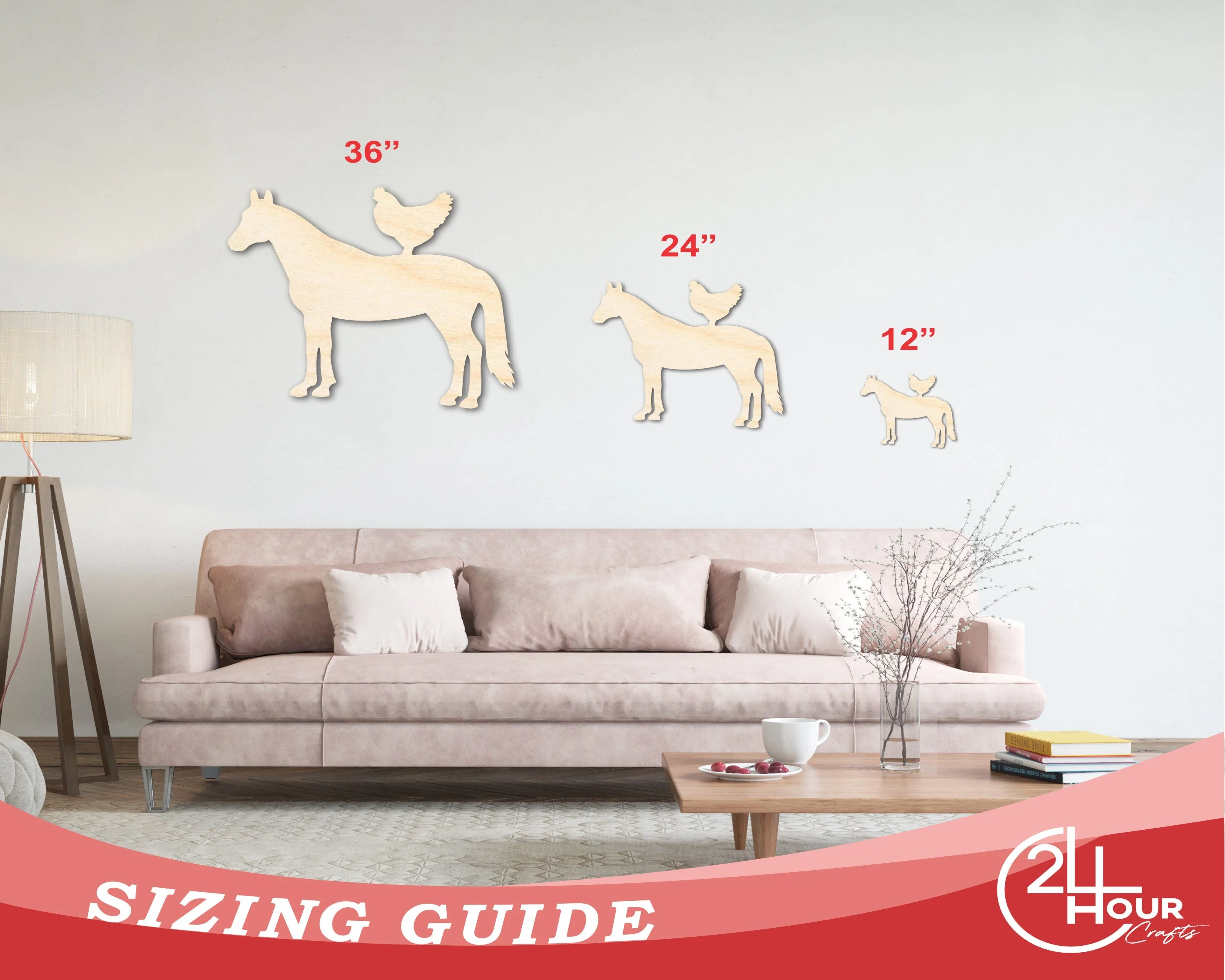 Unfinished Wood Horse and Chicken Shape - Farm Craft - up to 46" DIY - Image 3