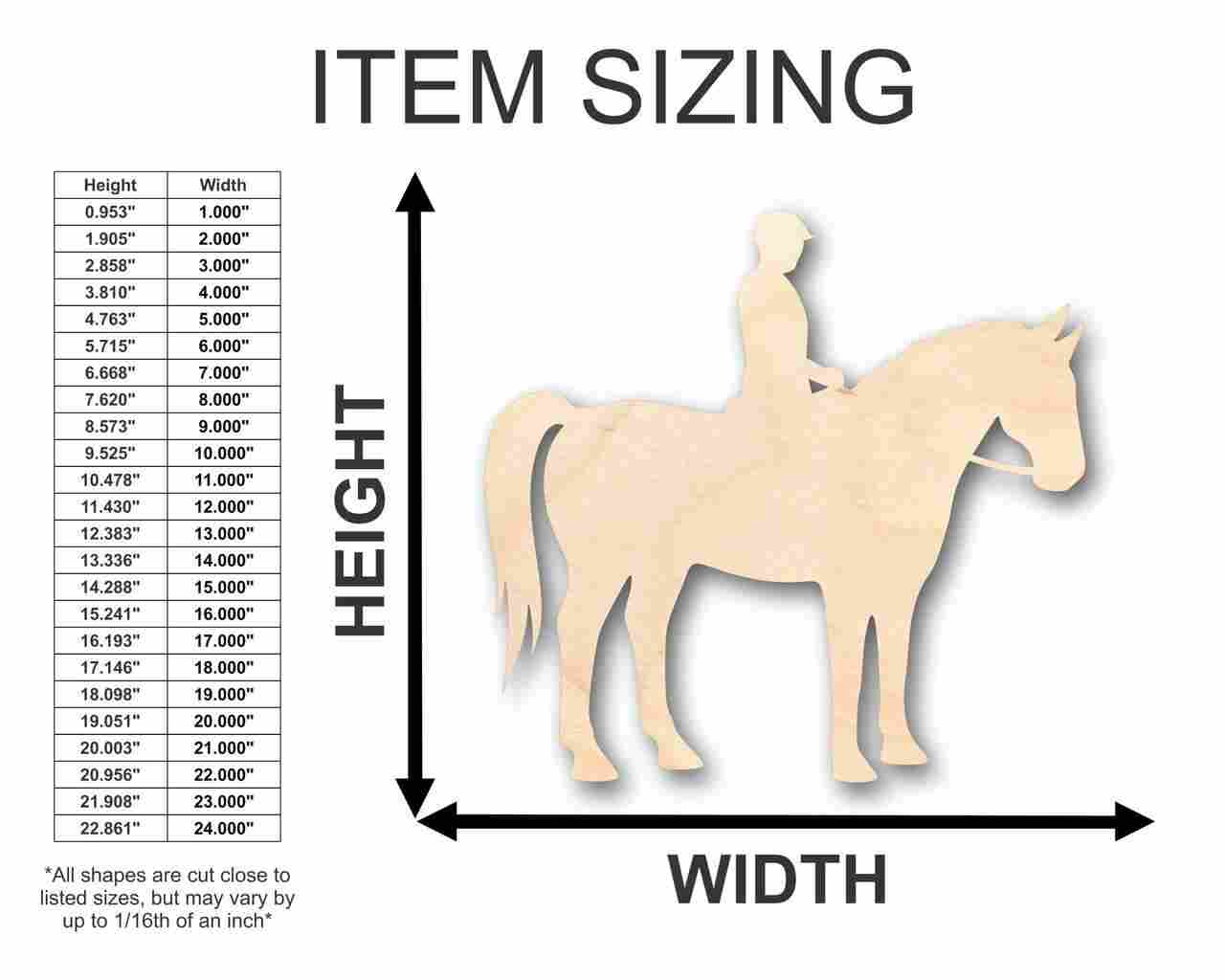 Unfinished Wood Horse Riding Shape - Sport - Animal - Craft - up to 46" DIY - Image 2