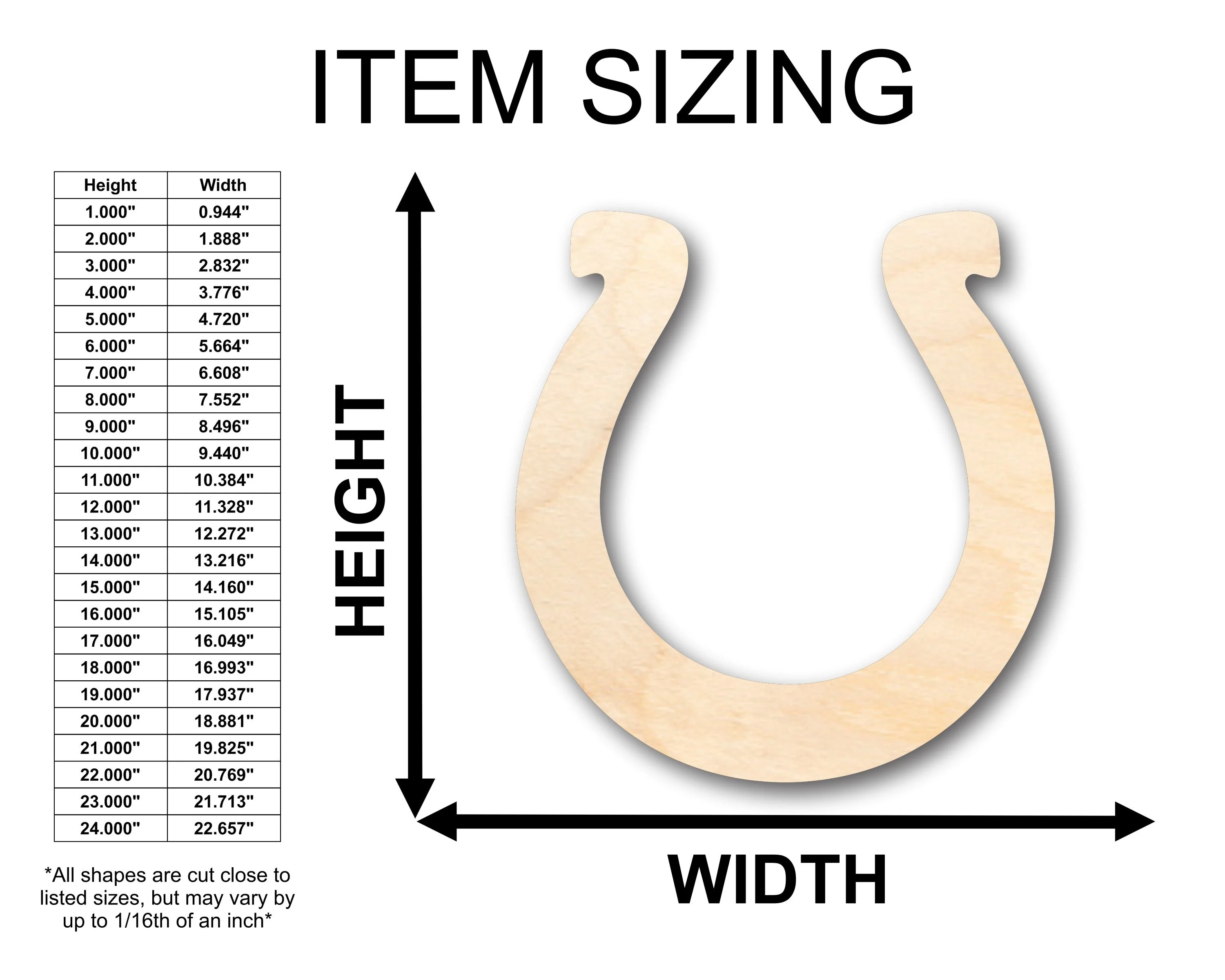 Unfinished Wood Horseshoe Shape - Craft - up to 46" DIY - Image 2