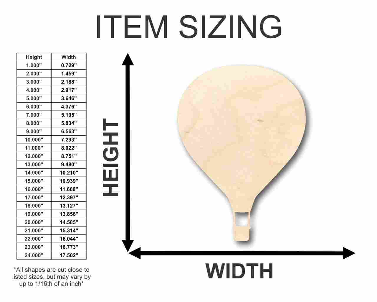 Unfinished Wood Hot Air Balloon Shape - Craft - up to 46" DIY - Image 2