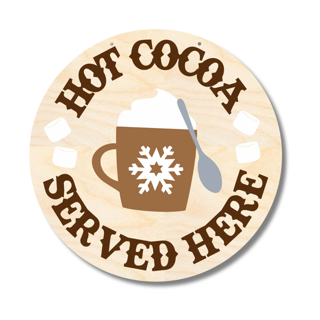 Unfinished Wood Hot Cocoa Door Sign Kit | Wood Craft Cutouts | 1/4" Thick | - Image 2