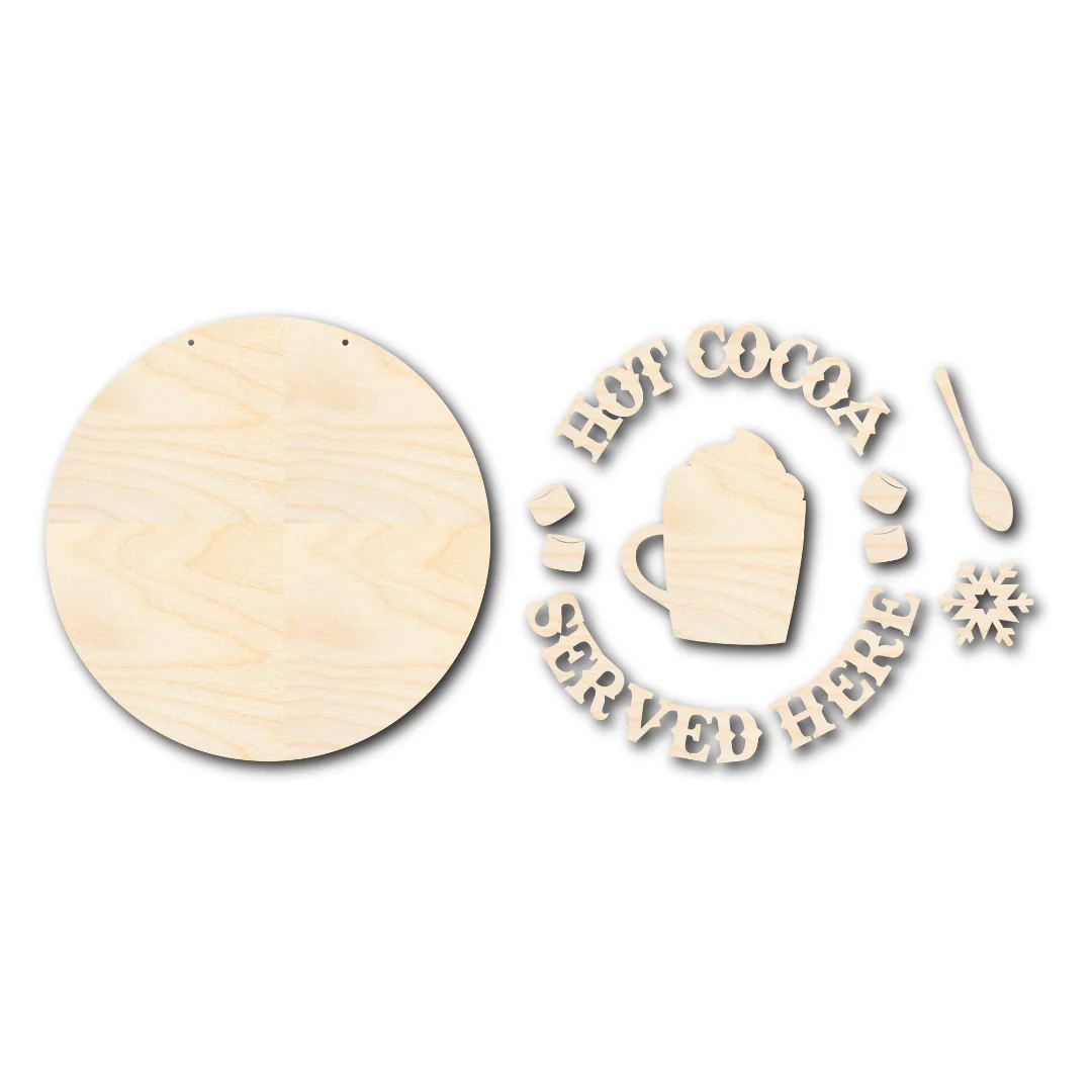 Unfinished Wood Hot Cocoa Door Sign Kit | Wood Craft Cutouts | 1/4" Thick | - Image 3