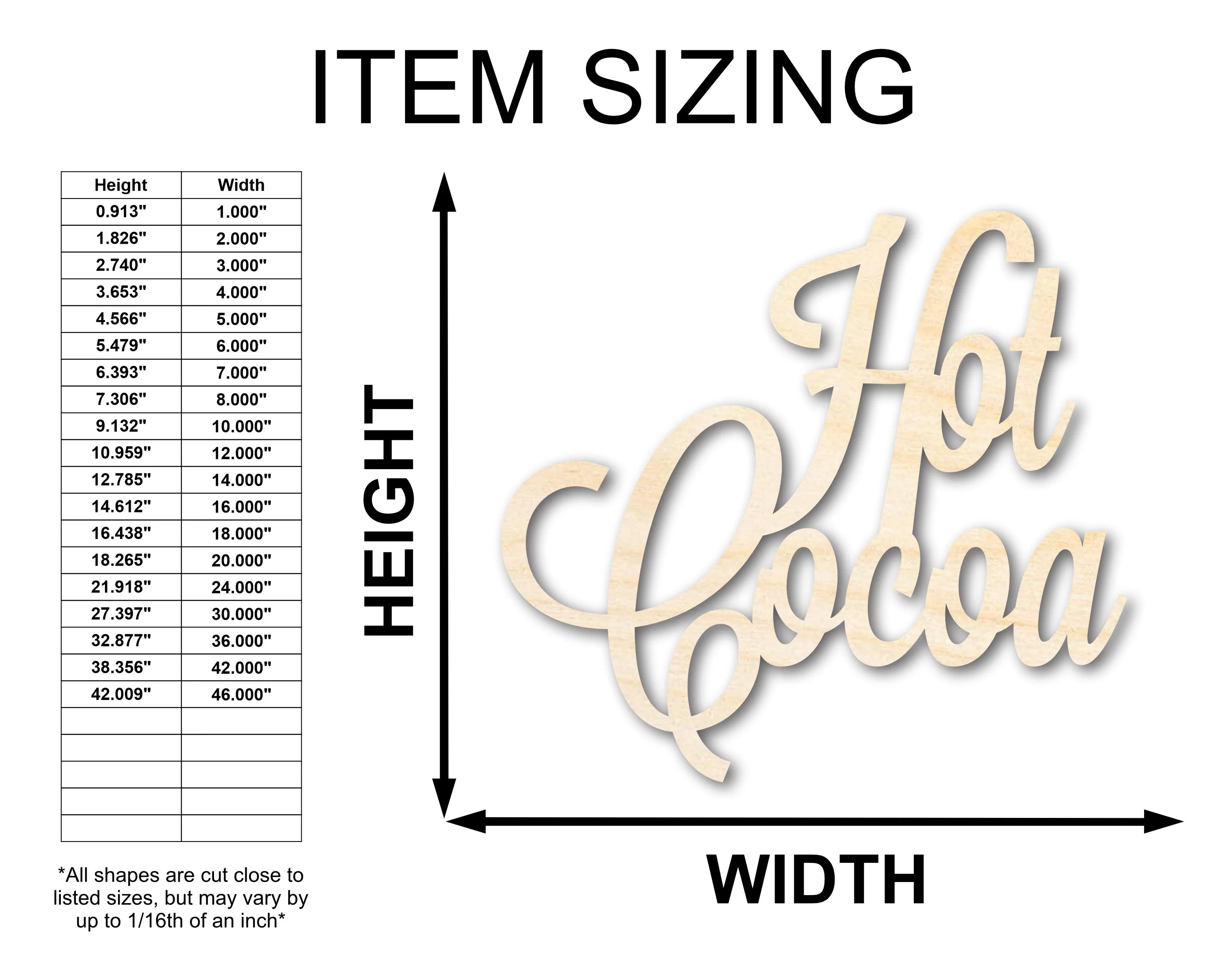 Unfinished Wood Hot Cocoa Shape - Word Craft - up to 46" - Image 2