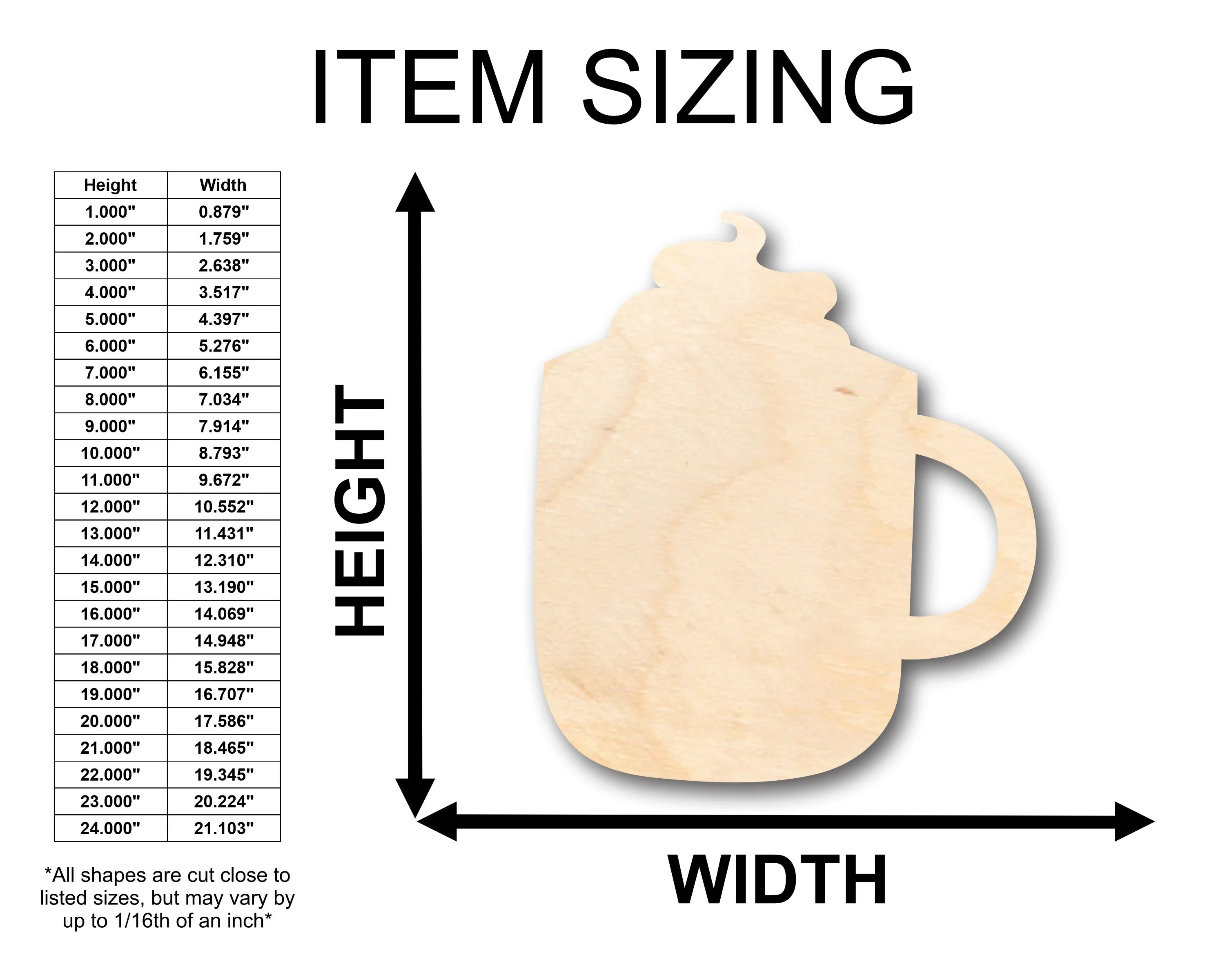 Unfinished Wood Hot Cocoa Whip Cream Shape - Craft - up to 46" DIY - Image 2