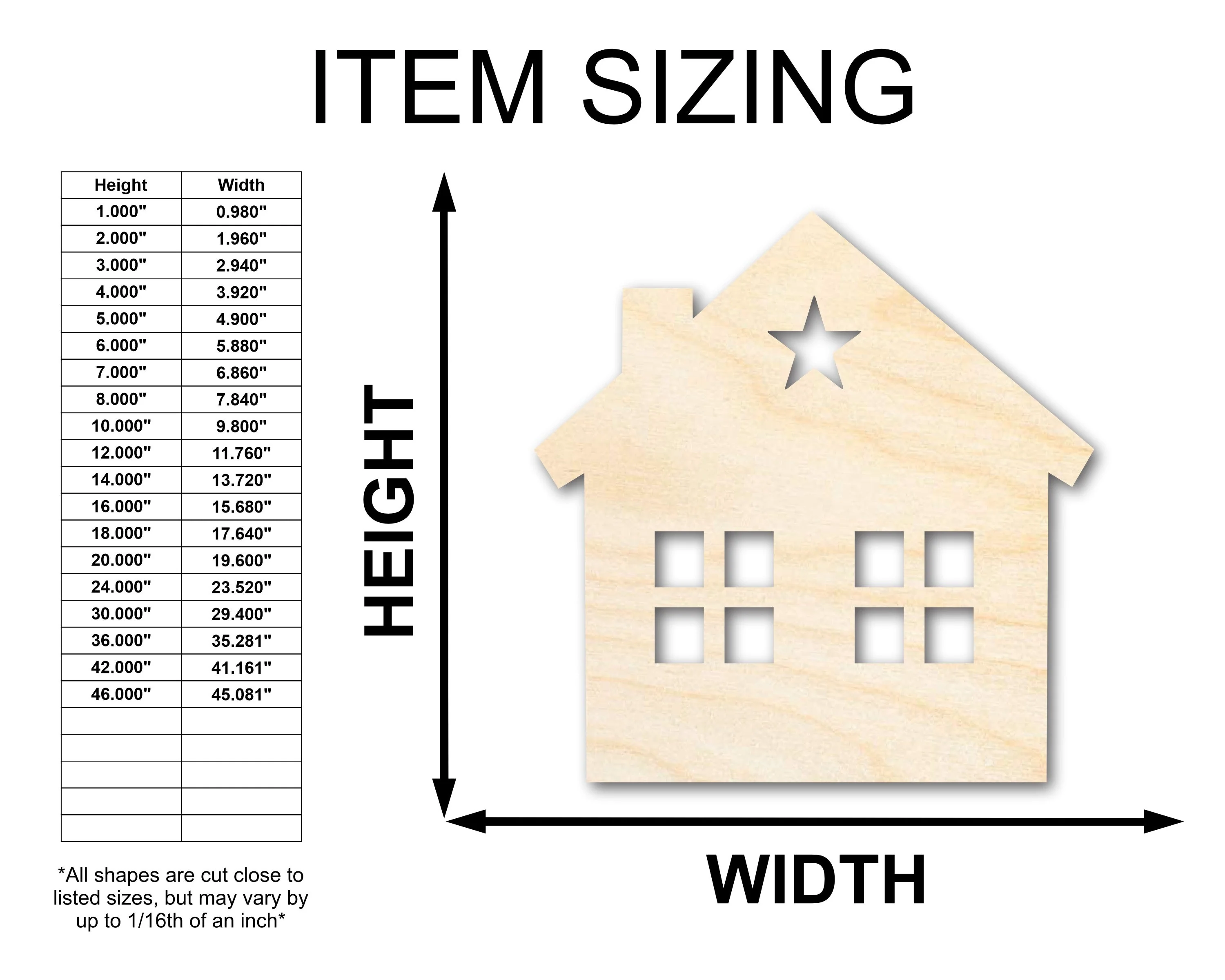 Unfinished Wood House Silhouette Shape - Craft - up to 46" - Image 2