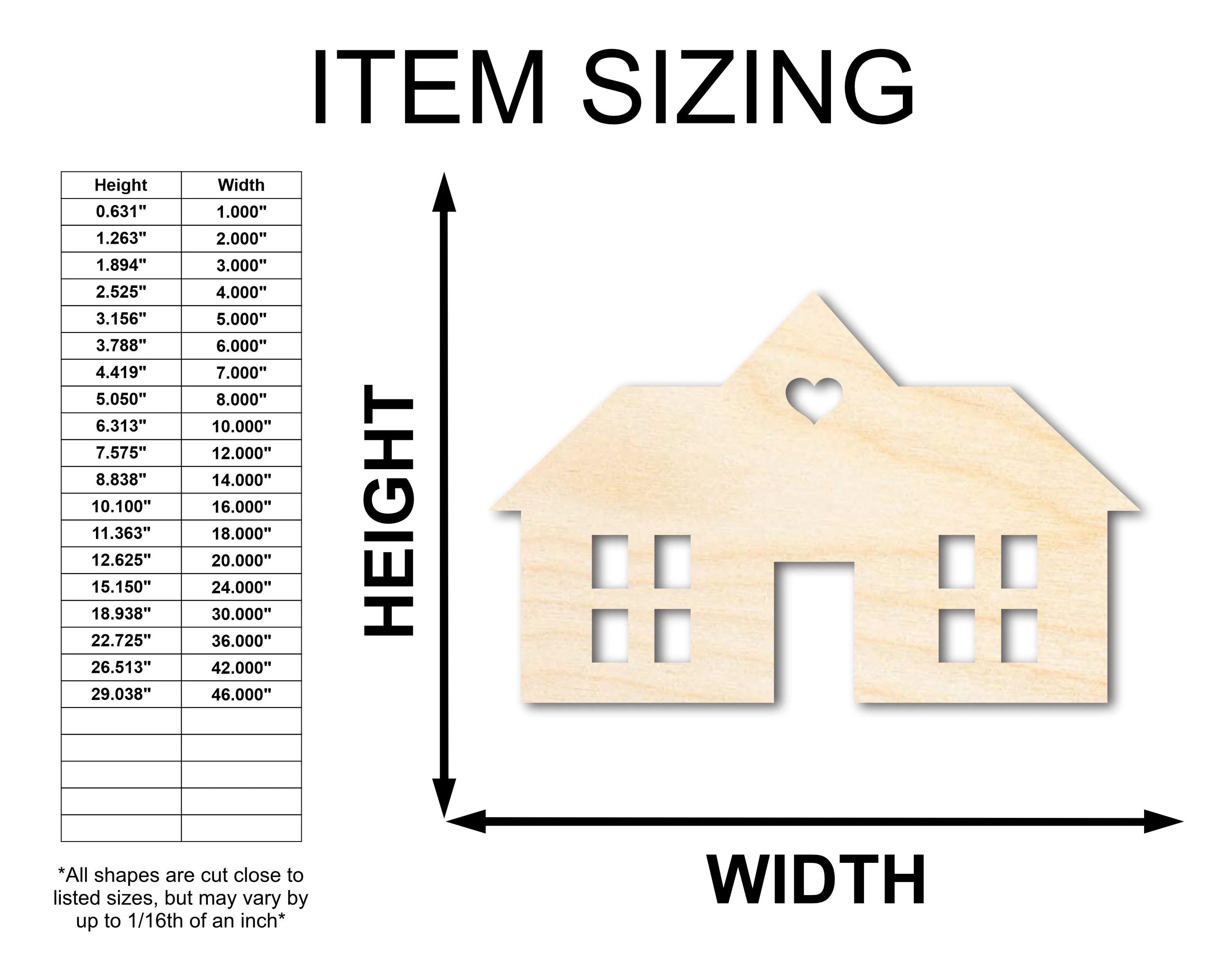 Unfinished Wood House Silhouette Shape - Craft - up to 46" - Image 2