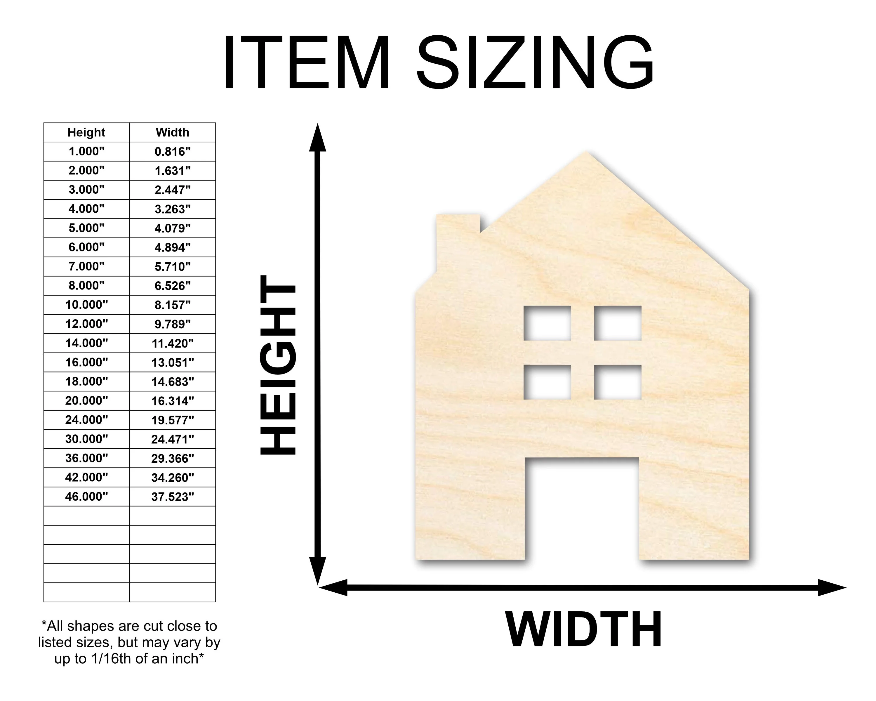 Unfinished Wood House Silhouette Shape - Craft - up to 46" - Image 2
