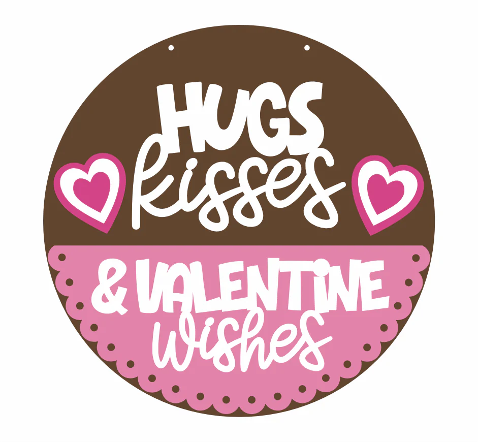 Unfinished Wood Hugs Kisses and Valentines Wishes Door Sign Kit | Wood Craft Cutouts | 1/4" Thick | - Image 2