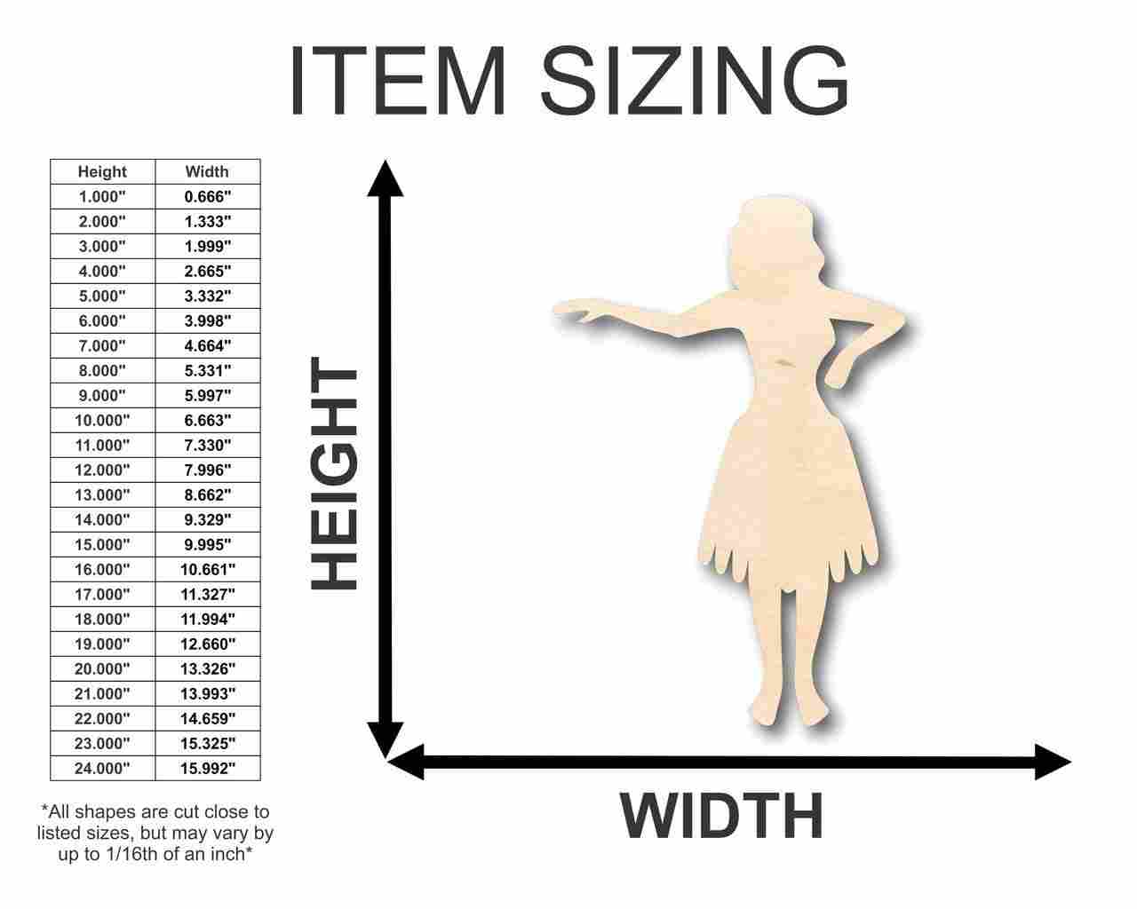 Unfinished Wood Hula Girl Shape - Hawaii - Craft- up to 46" DIY - Image 2