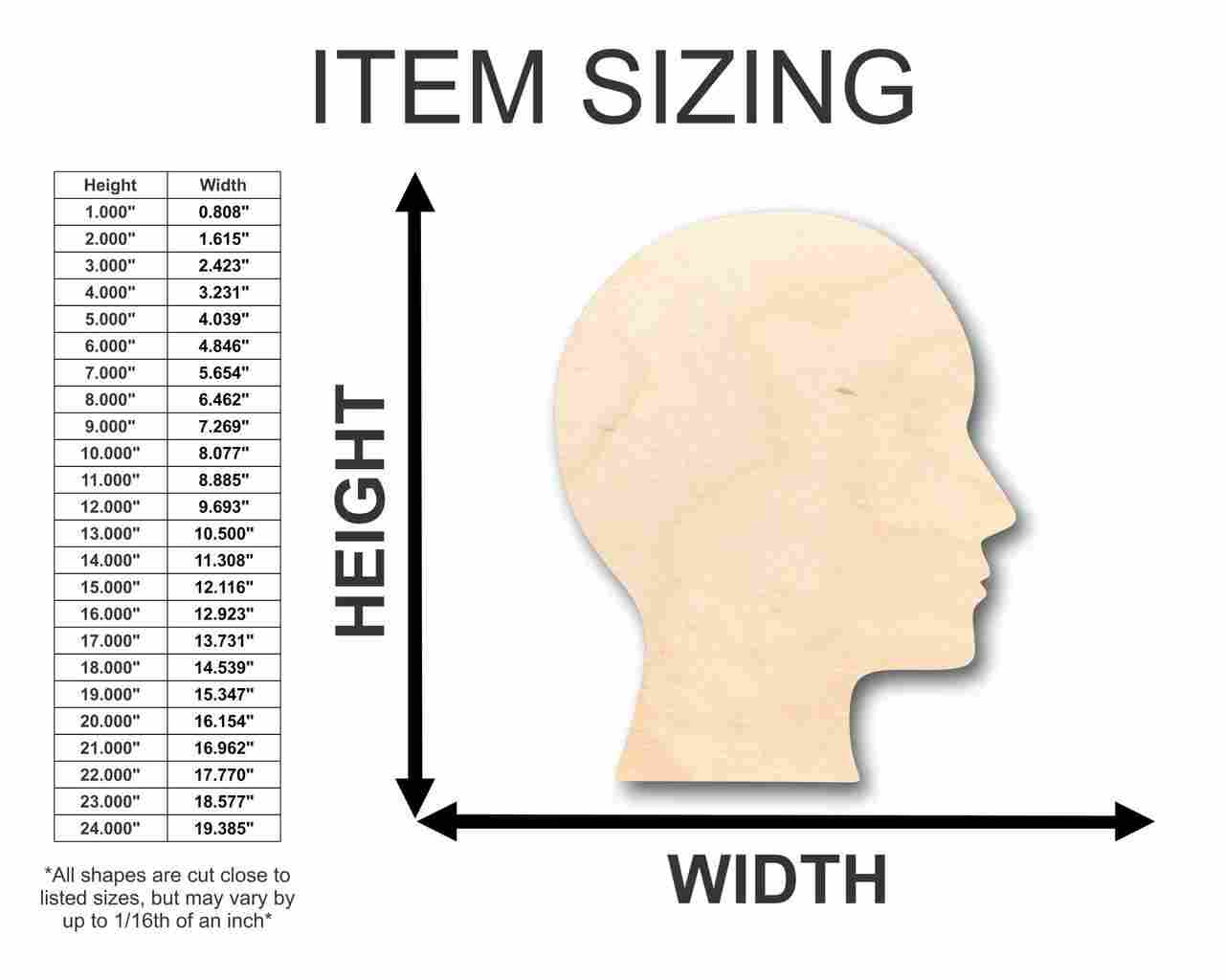Unfinished Wood Human Head Shape - Craft - up to 46" DIY - Image 2