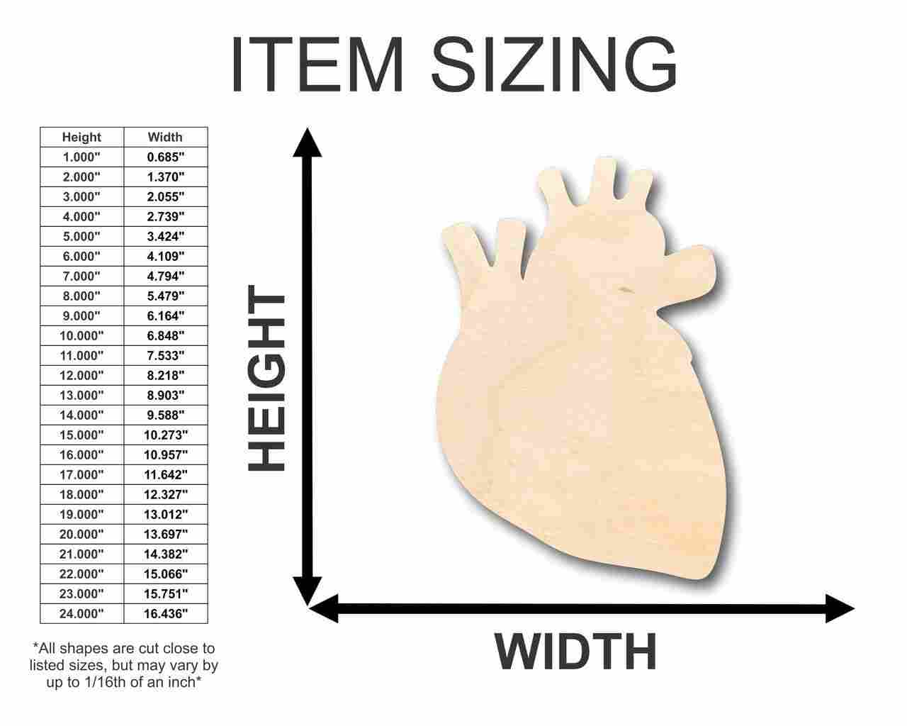 Unfinished Wood Human Heart Shape - Craft - up to 46" DIY - Image 2