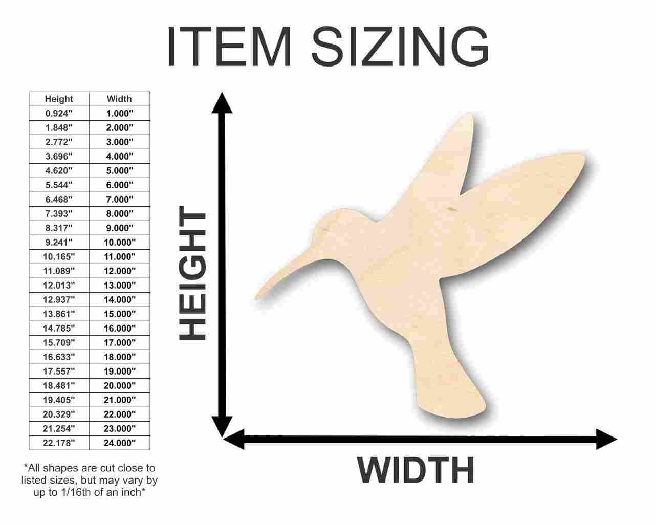 Unfinished Wood Hummingbird Shape - Bird Animal - Craft - up to 46" DIY - Image 2
