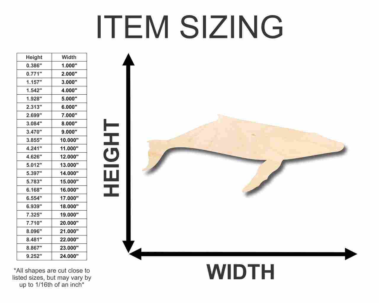 Unfinished Wood Humpback Whale Shape - Ocean - Craft - up to 46" DIY - Image 2