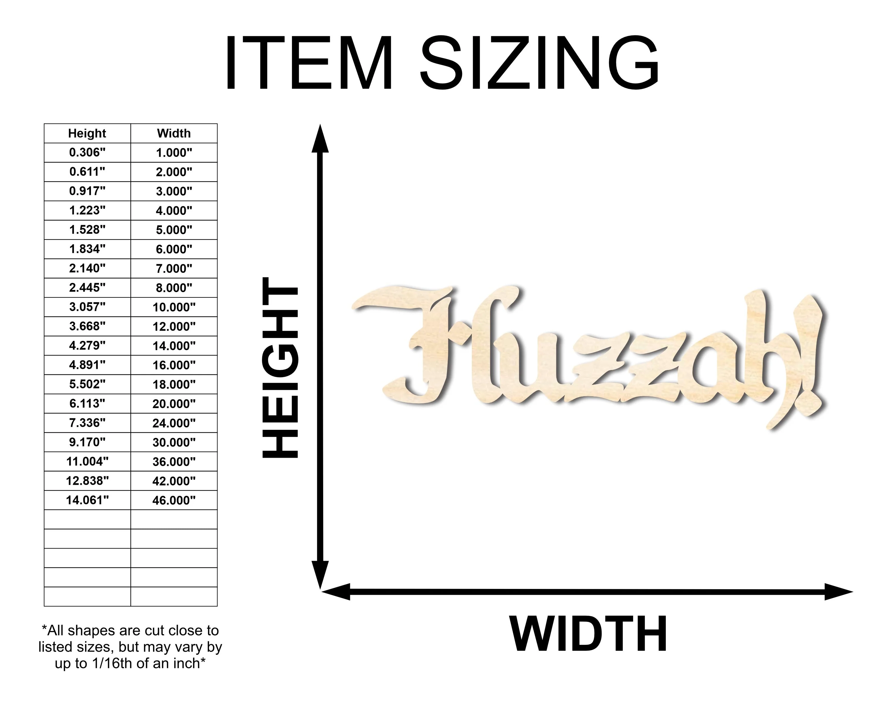 Unfinished Wood Huzzah! Shape - Craft - up to 46" - Image 2
