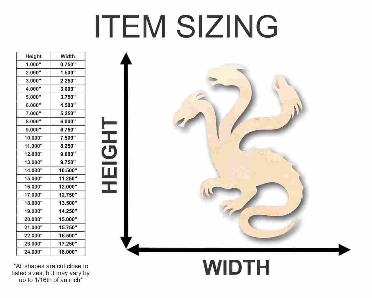 Unfinished Wood Hydra Shape - Mythical - Beast - Craft - up to 46" DIY - Image 2