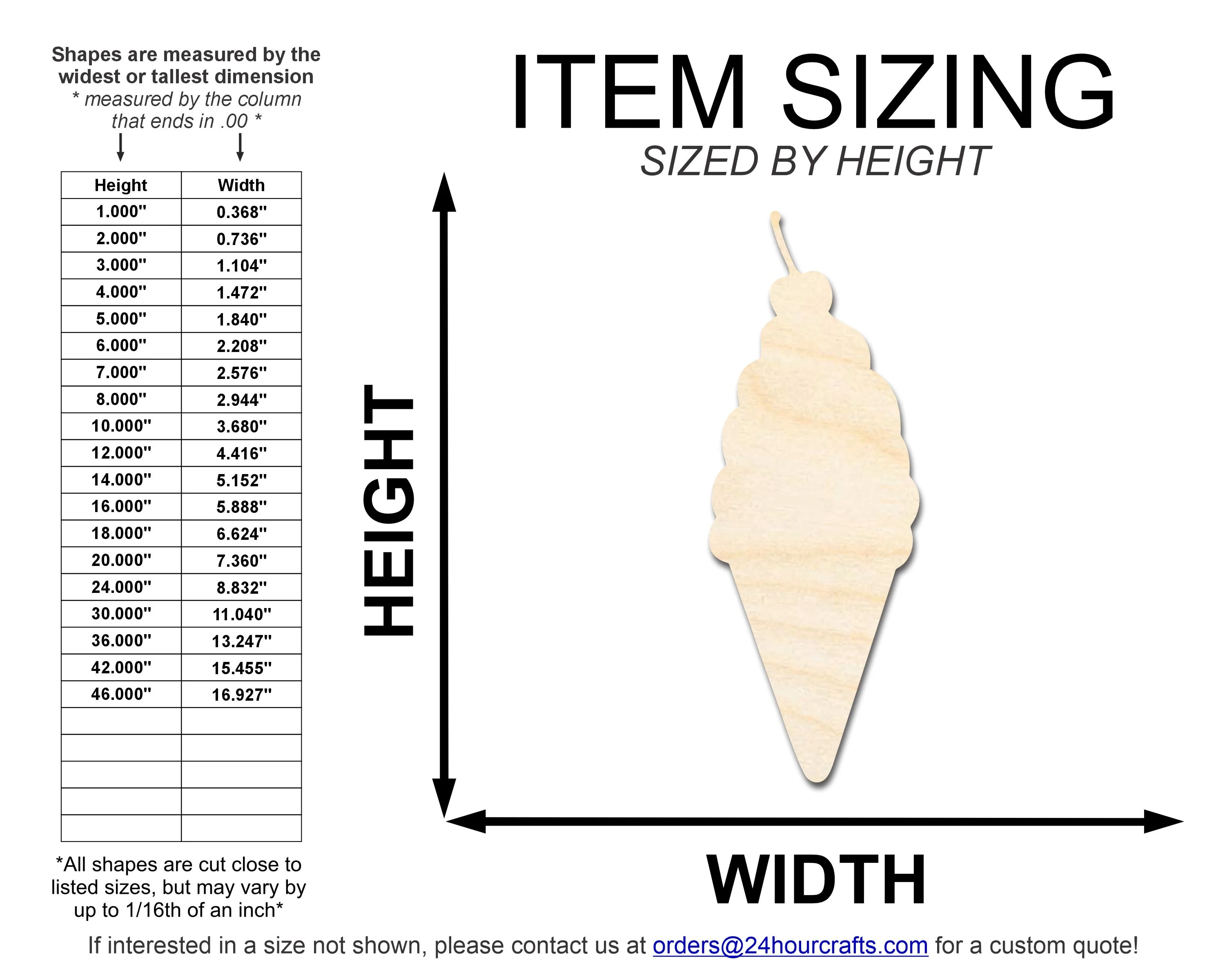 Unfinished Wood Ice Cream with Cherry Shape | DIY Craft Cutout | up to 46" DIY - Image 2