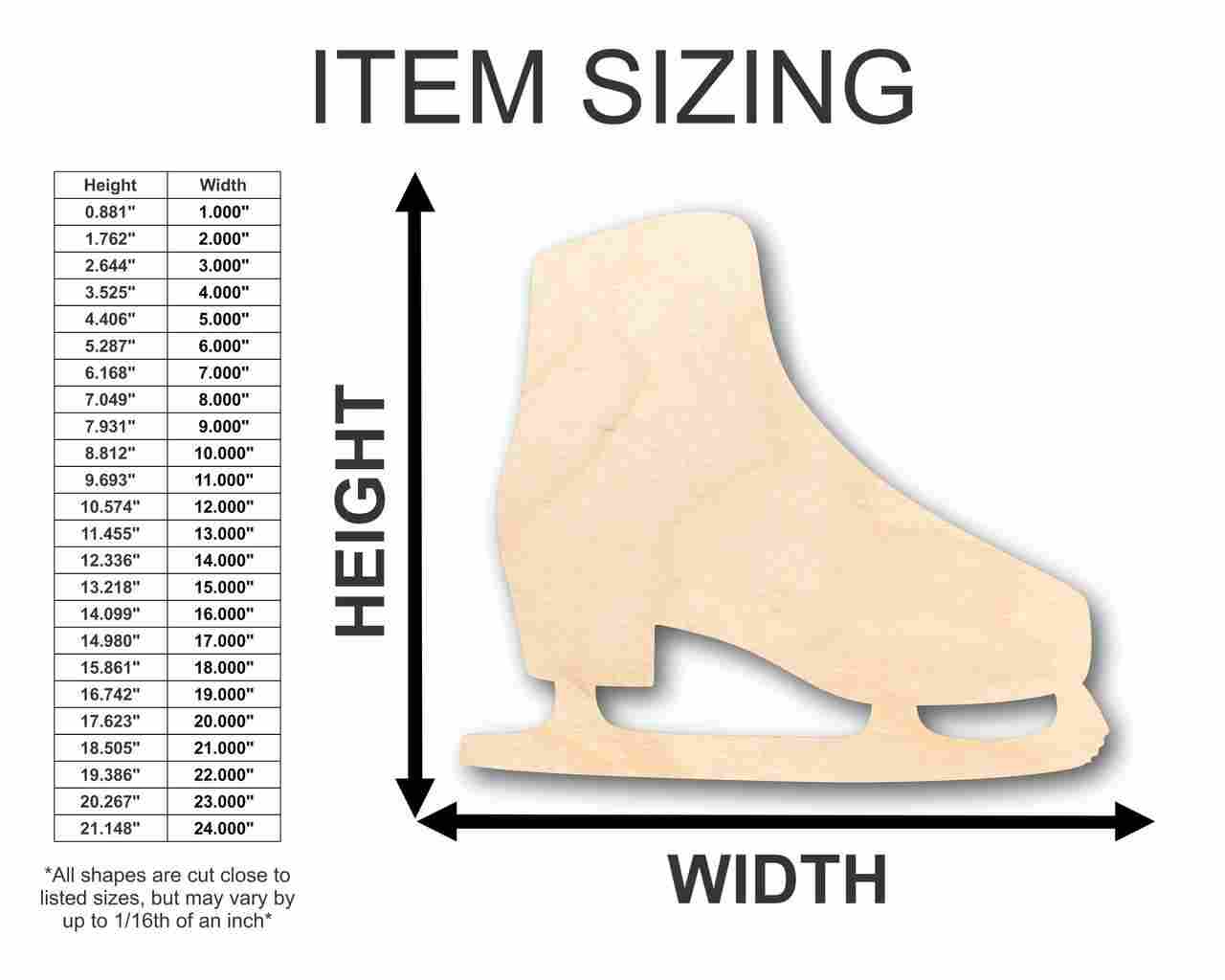 Unfinished Wood Ice Skate Shape - Winter - Craft - up to 46" DIY - Image 2
