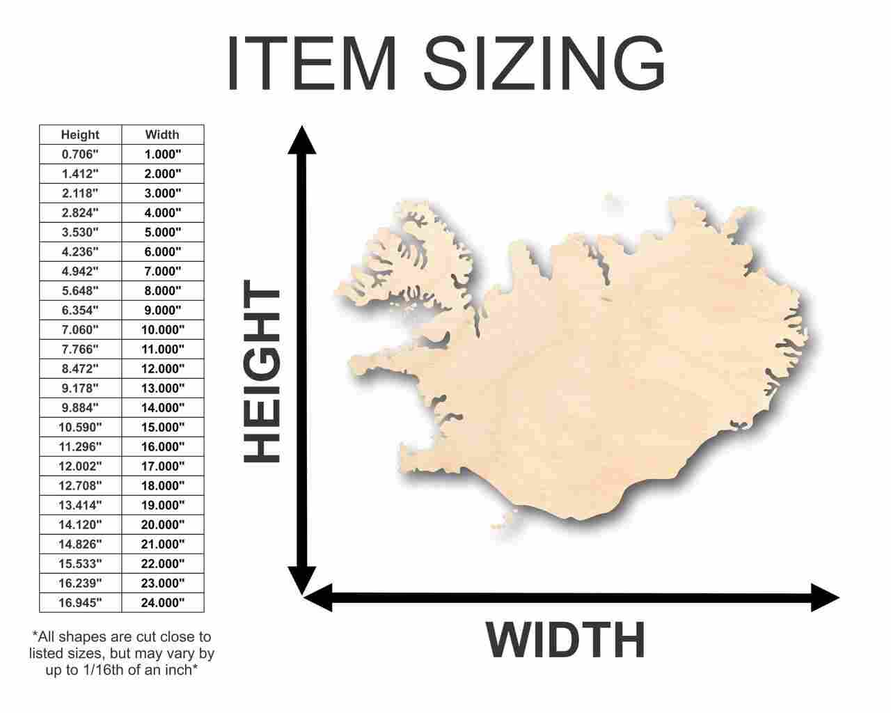 Unfinished Wood Iceland Shape - Country - Craft - up to 46" DIY - Image 2