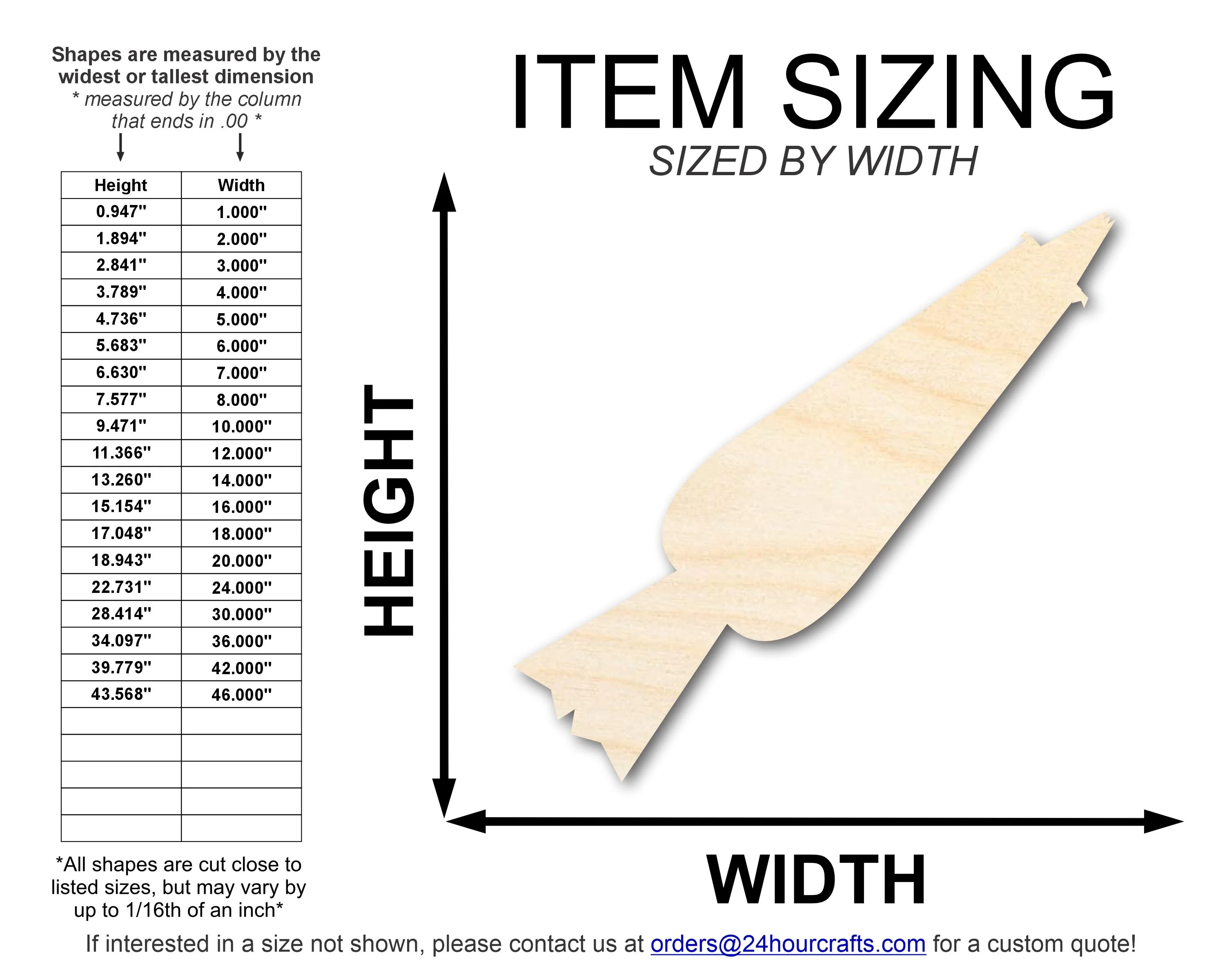 Unfinished Wood Icing Bag Shape | DIY Craft Cutout | up to 46" DIY - Image 2